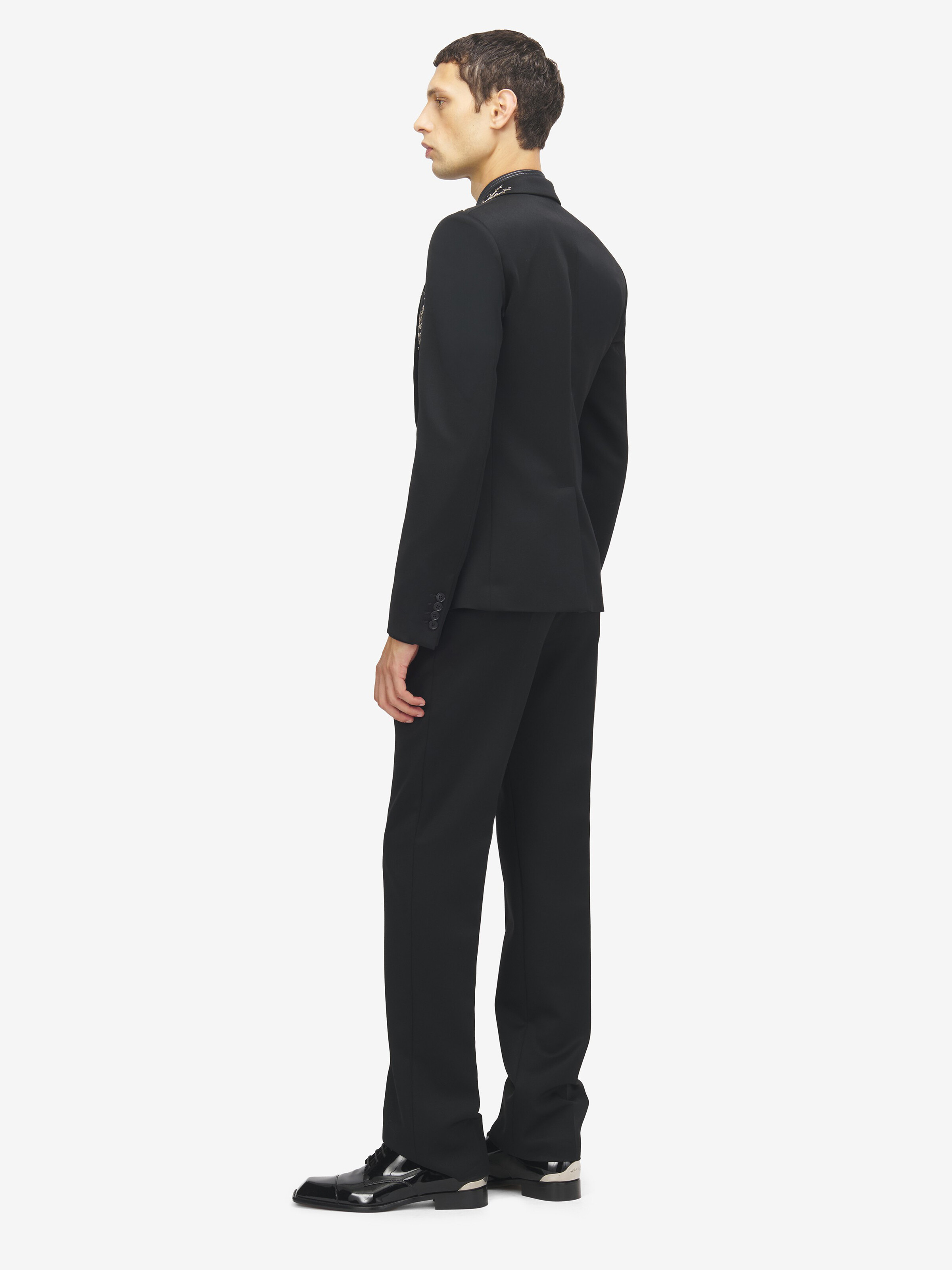 Men's Wool Barathea Tailored Trousers in Black in Fabric: 100% Wool -  Lining: 100% Cupro -  Pocket Lining: 100% Cotton | Alexander McQueen - image 4