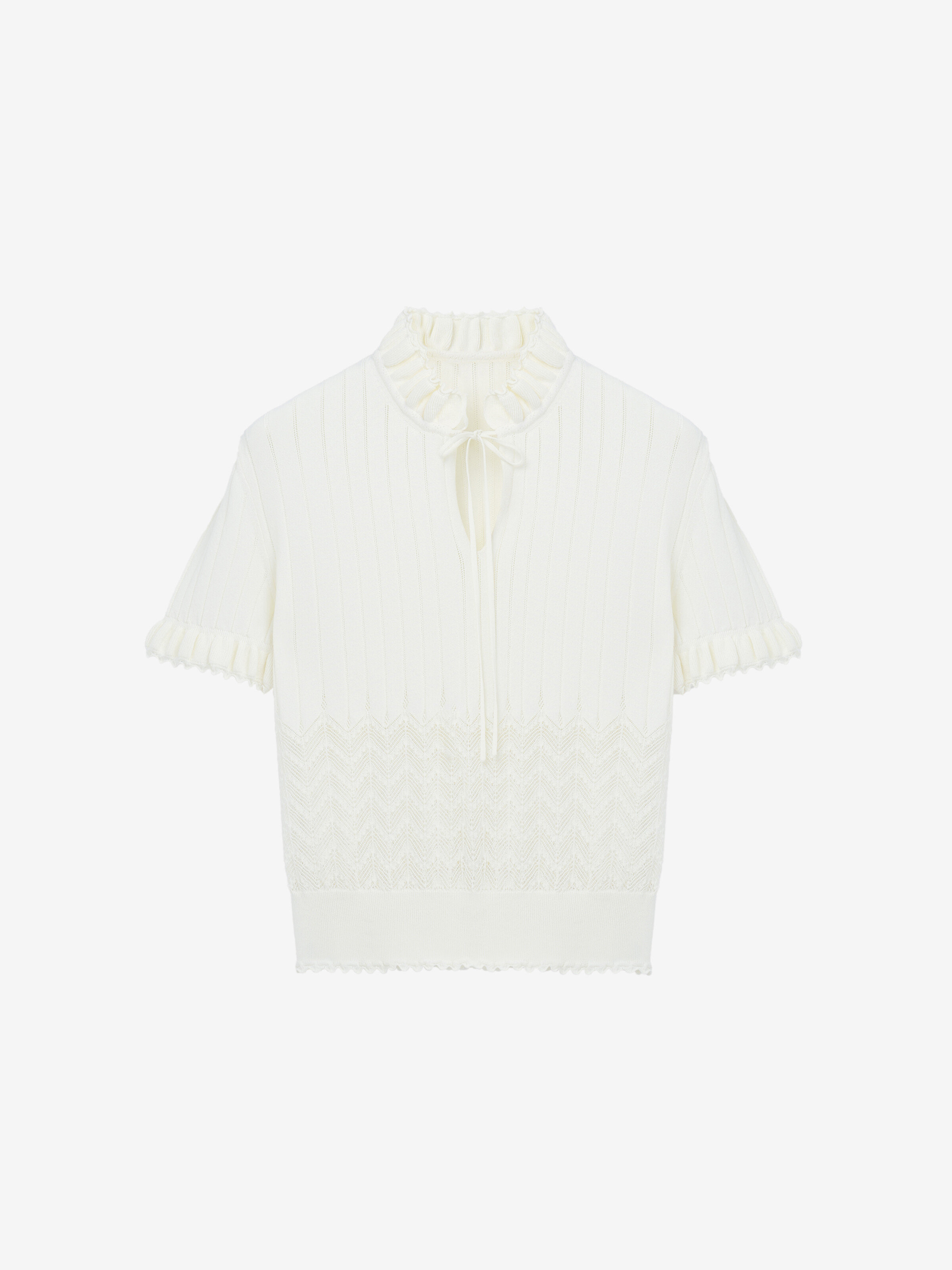 Women's Pointelle Knit Top in Ivory in 65% Viscose, 35% Polyamid | Alexander McQueen - image 1