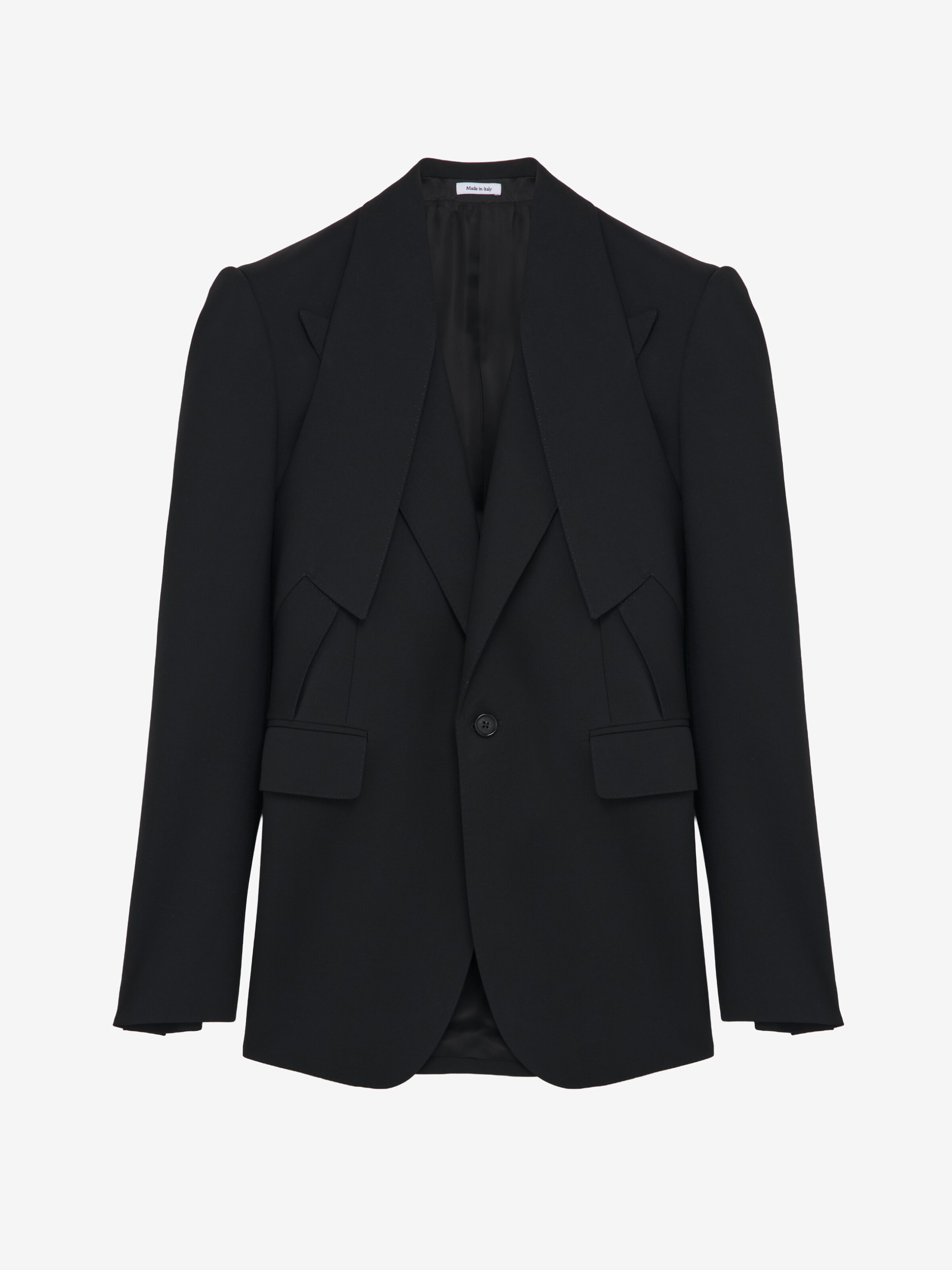 Veste à boutonnage simple et revers inversé pour Homme en Noir in 100% Laine | Alexander McQueen - image 1