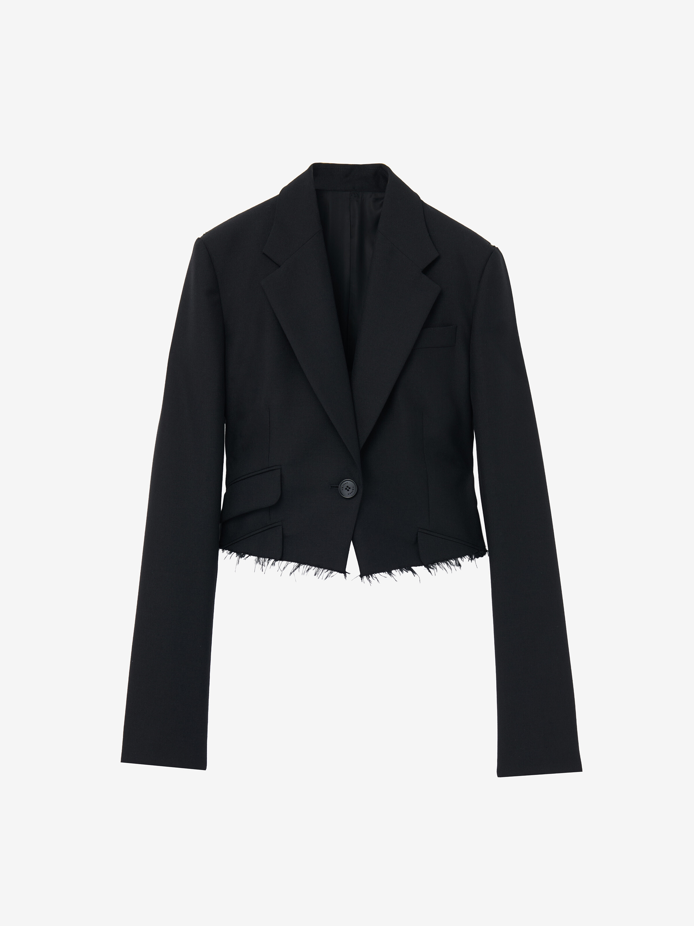 Women's Cropped Single-Breasted Jacket in Black in 75% Wool, 25% Mohair | Alexander McQueen - image 1
