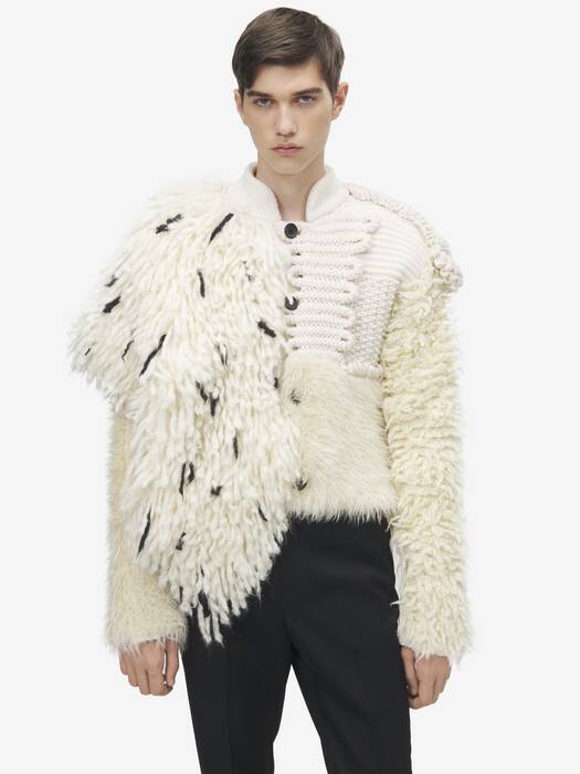 アシンメトリック パッチワーク カーディガン | ホワイト