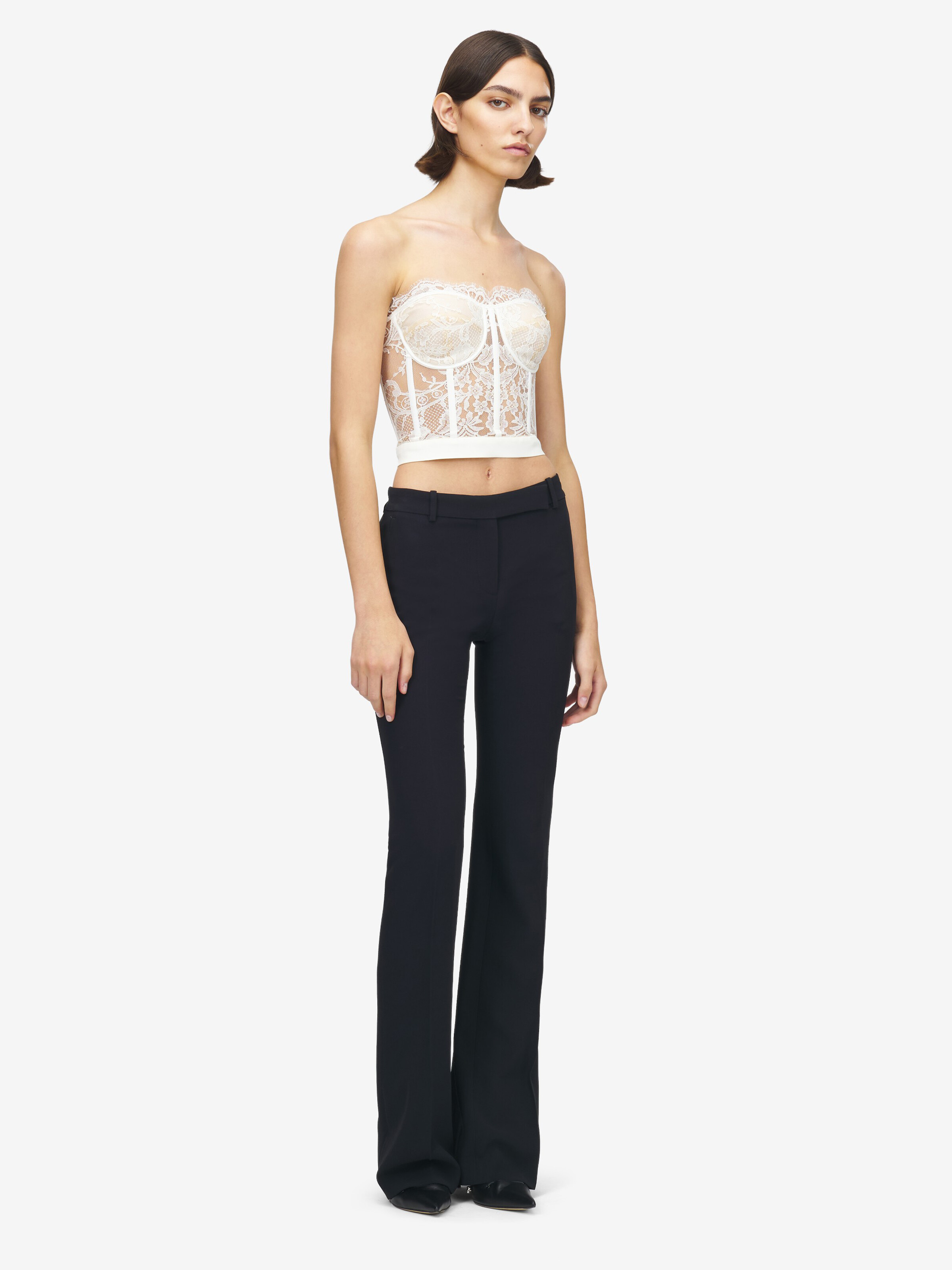 Women's Lace Corset in White in 74% Acetate, 26% Silk | Alexander McQueen - image 2