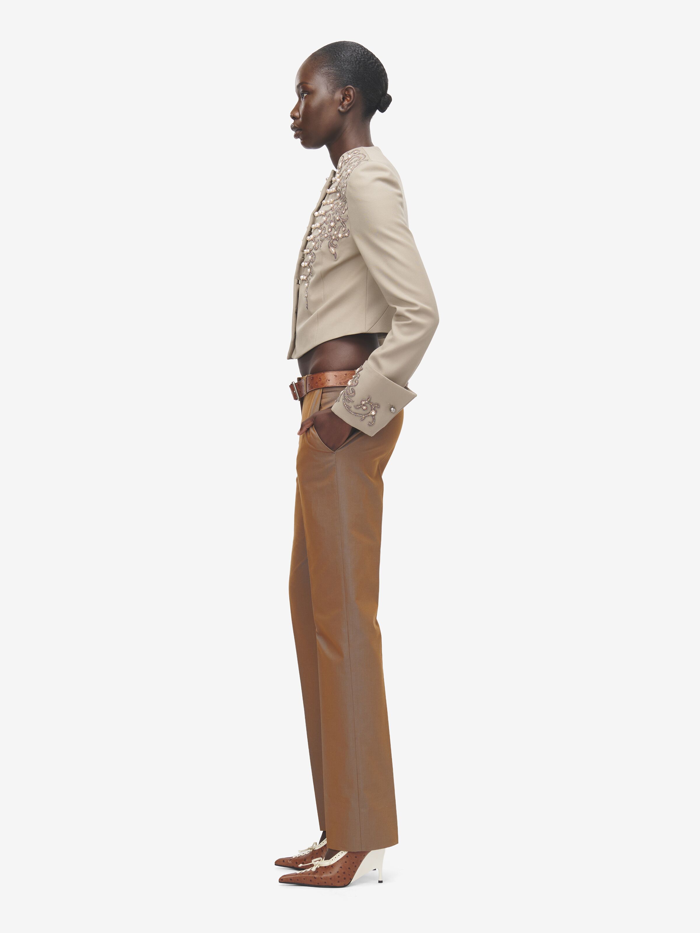 Women's Iridescent Bumster Trousers in Brown in 100% cotton -  pocket lining: 100% cotton | Alexander McQueen - image 3