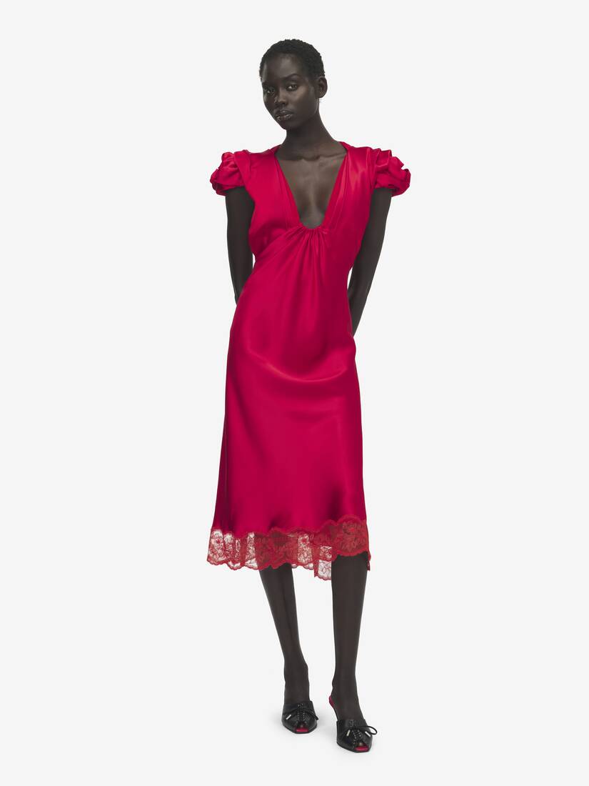 缩褶衣袖中长连衣裙 | Alexander McQueen - image 2