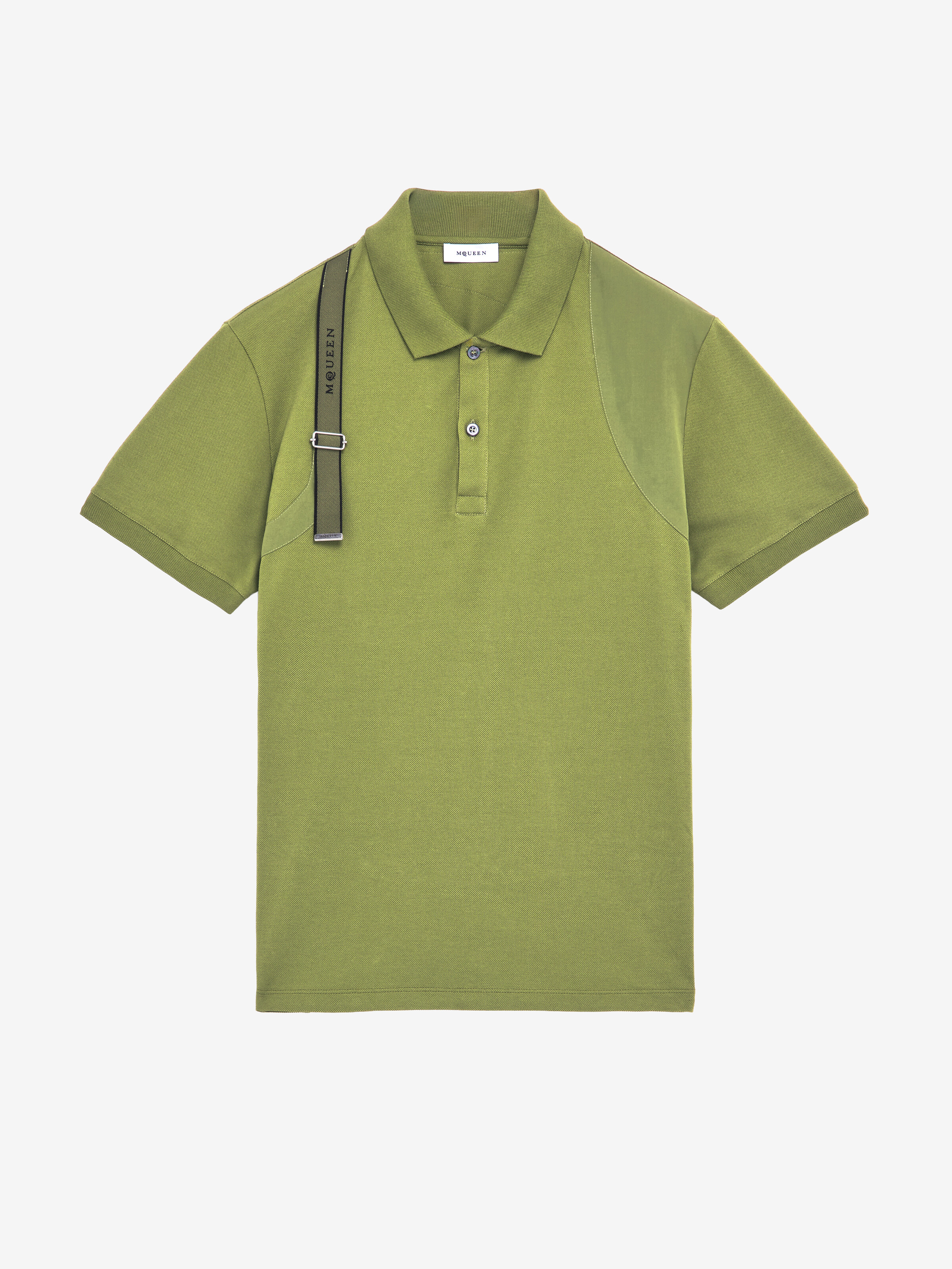 Polo à harnais pour Homme en Vert in 100% Coton | Alexander McQueen - image 1