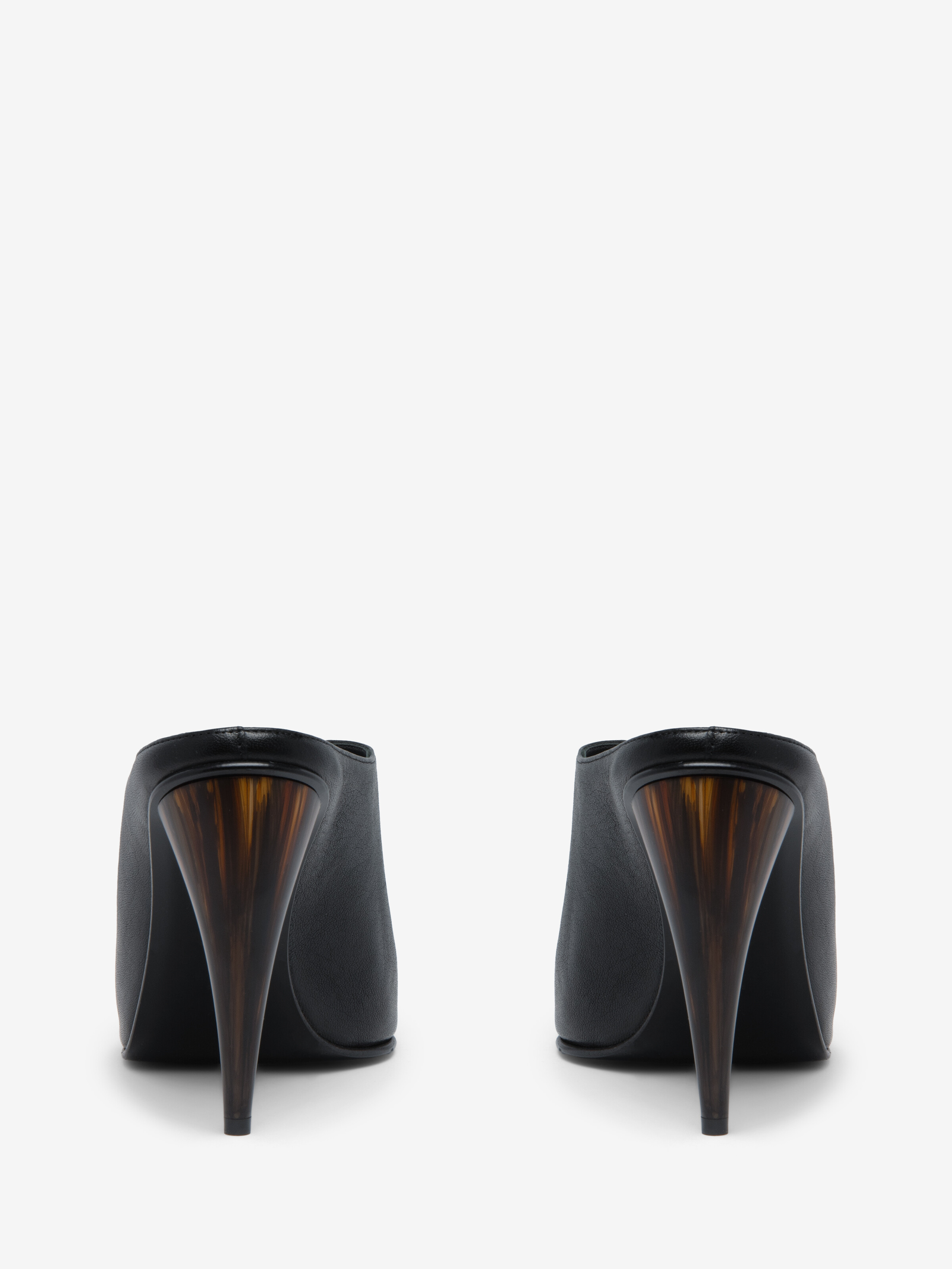 Women's Horn Heel Mule in Black in Lamb Leather | Alexander McQueen - image 3