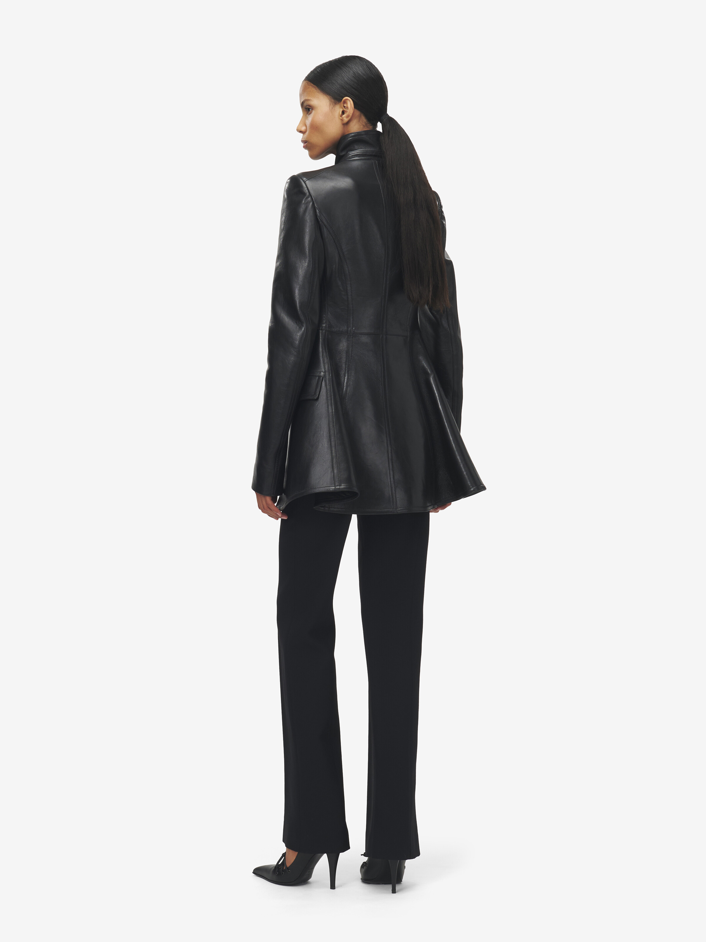 Women's Cutaway Leather Jacket in Black in 100% Lamb Leather | Alexander McQueen - image 5