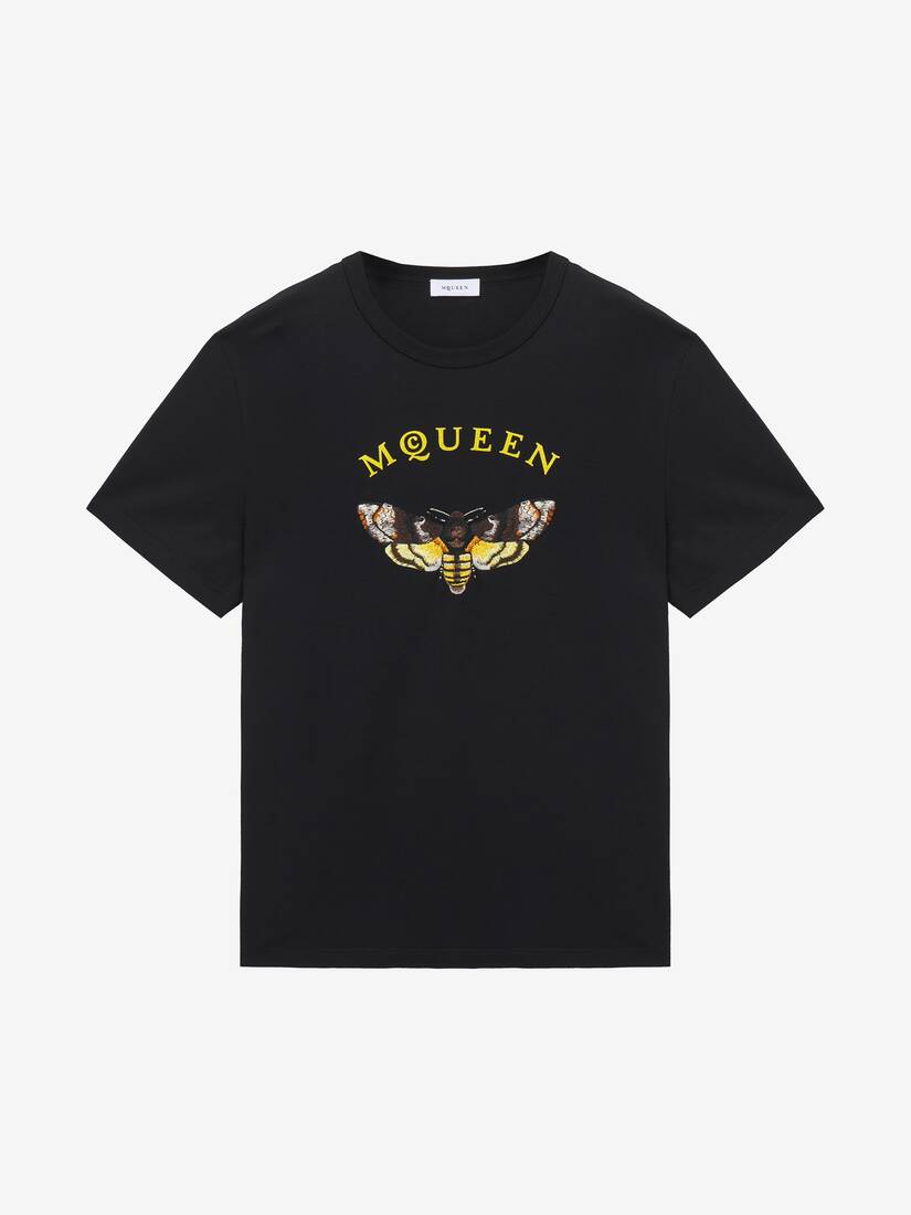 T-Shirt mit Mottenstickerei und Logo | Alexander McQueen - image 1