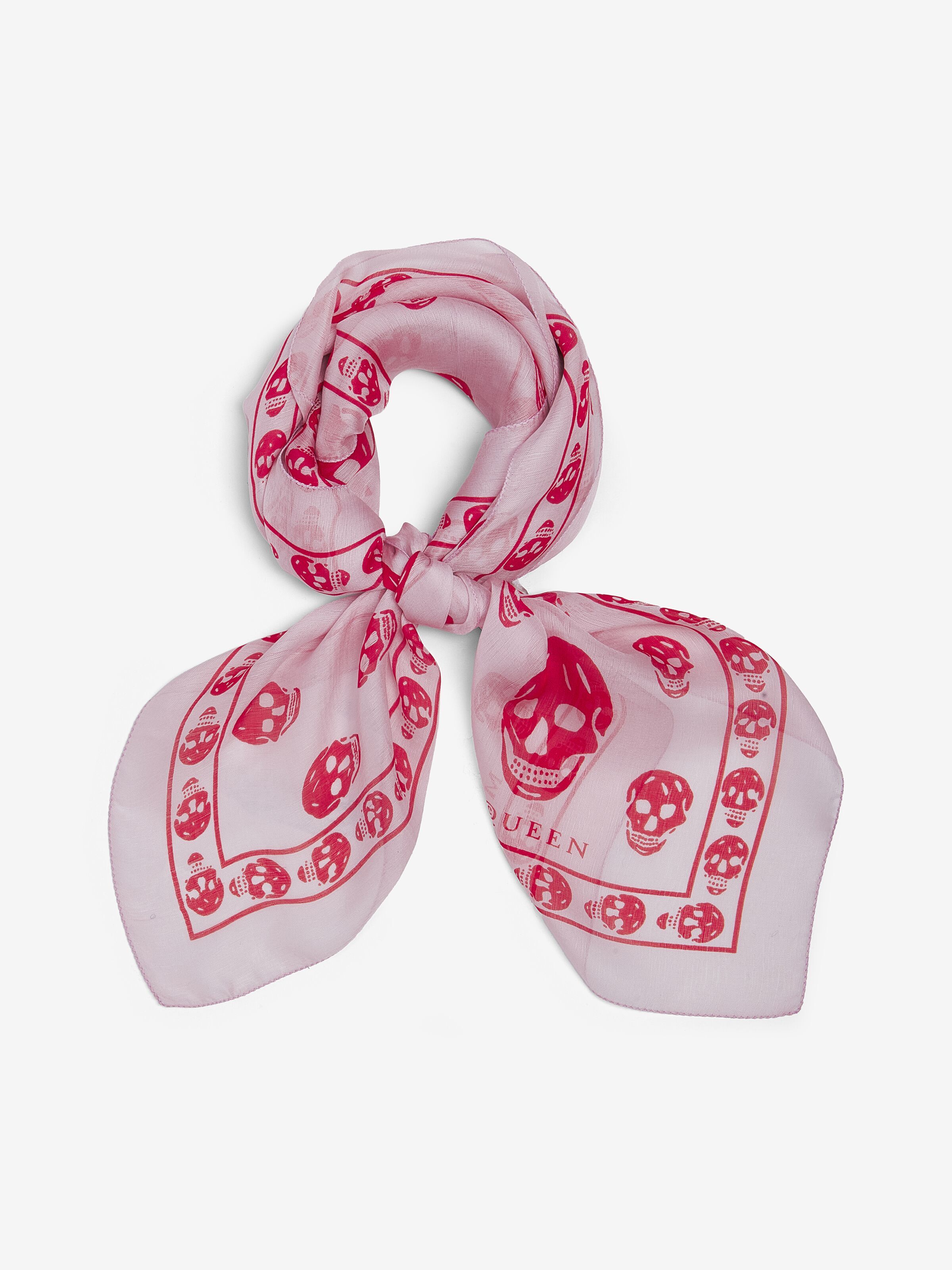 McQueen womens skull scarf in pink and red