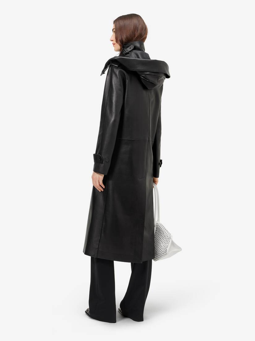 Leather Hooded Trench Coat | Alexander McQueen - image 4