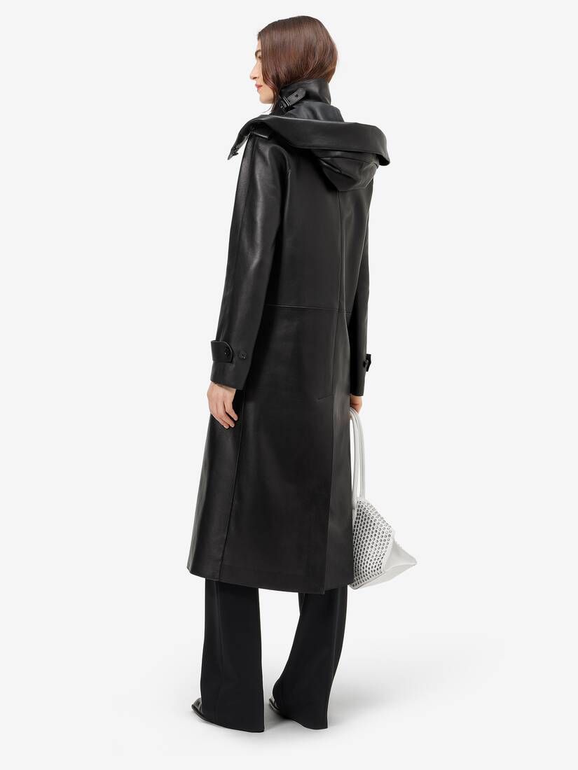 Leather Hooded Trench Coat | Alexander McQueen - image 4