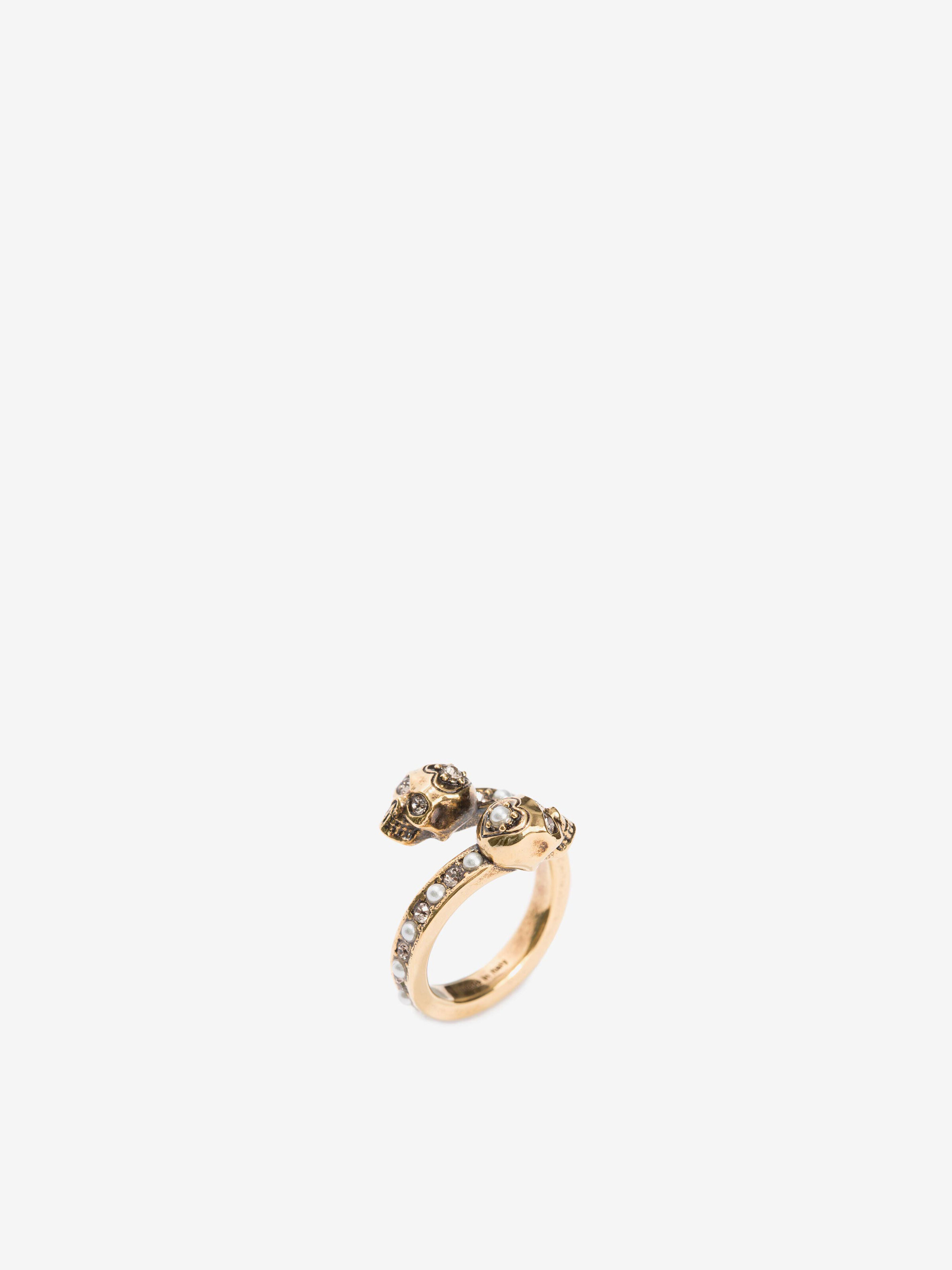 Women's Wrap-Around Skull Ring in Gold in Brass | Alexander McQueen - image 2