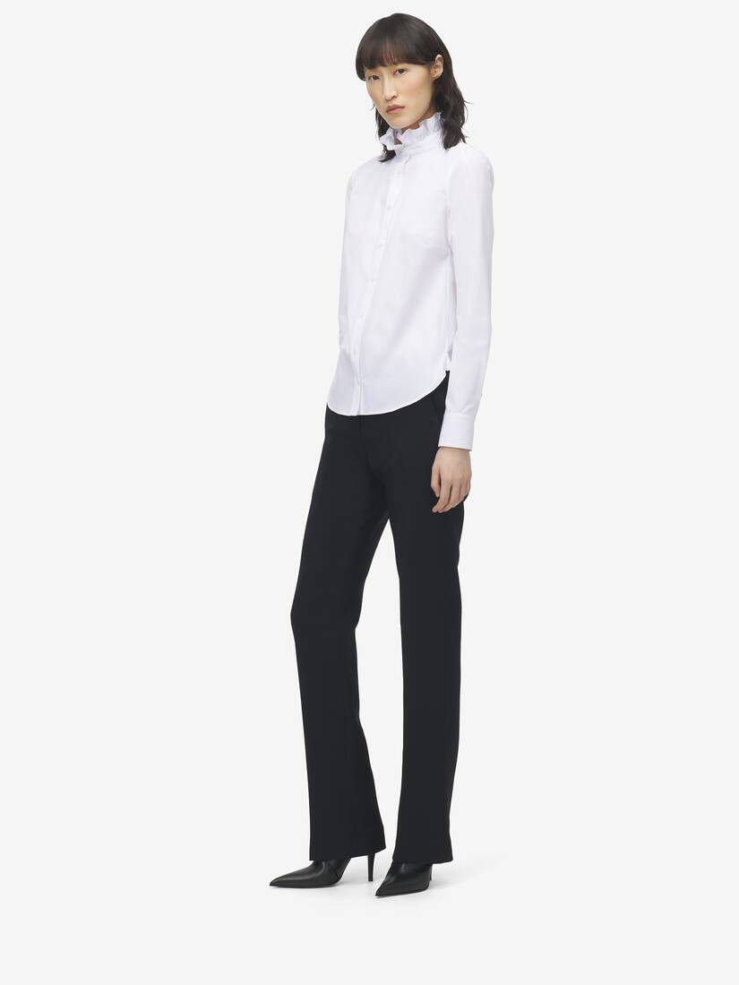 Ruffle Neck Poplin Shirt