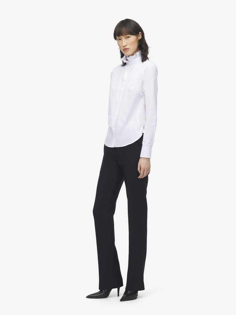 Ruffle Neck Poplin Shirt