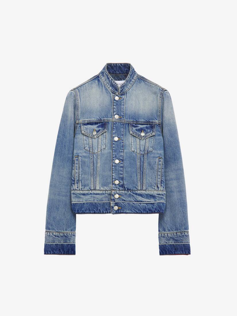 Stand Collar Denim Jacket | Alexander McQueen - image 1