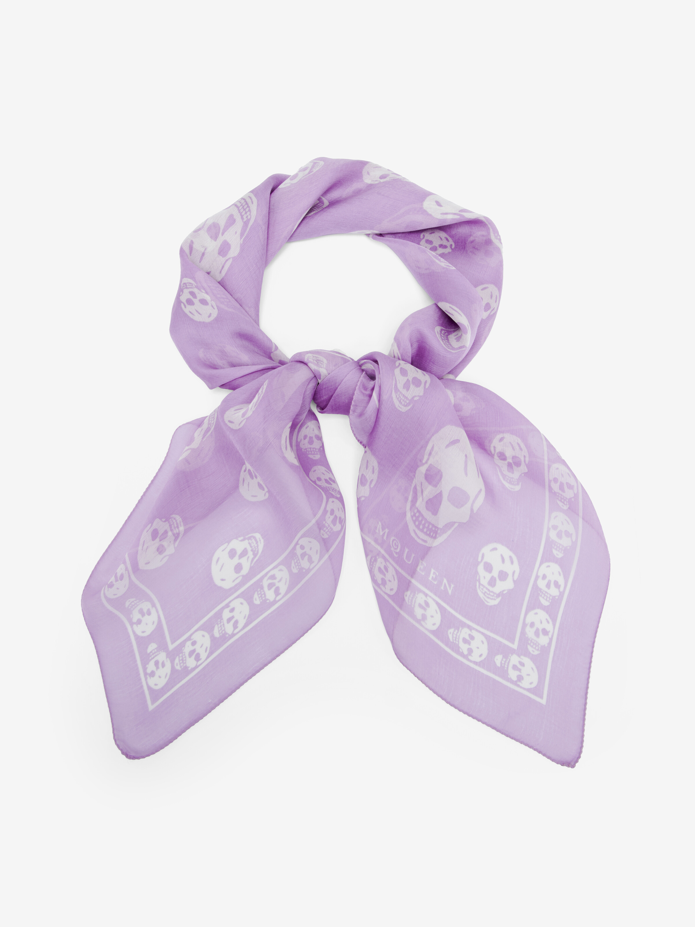 Women's Classic Skull Foulard in Lilac/Ivory in 100% Silk | Alexander McQueen - image 2