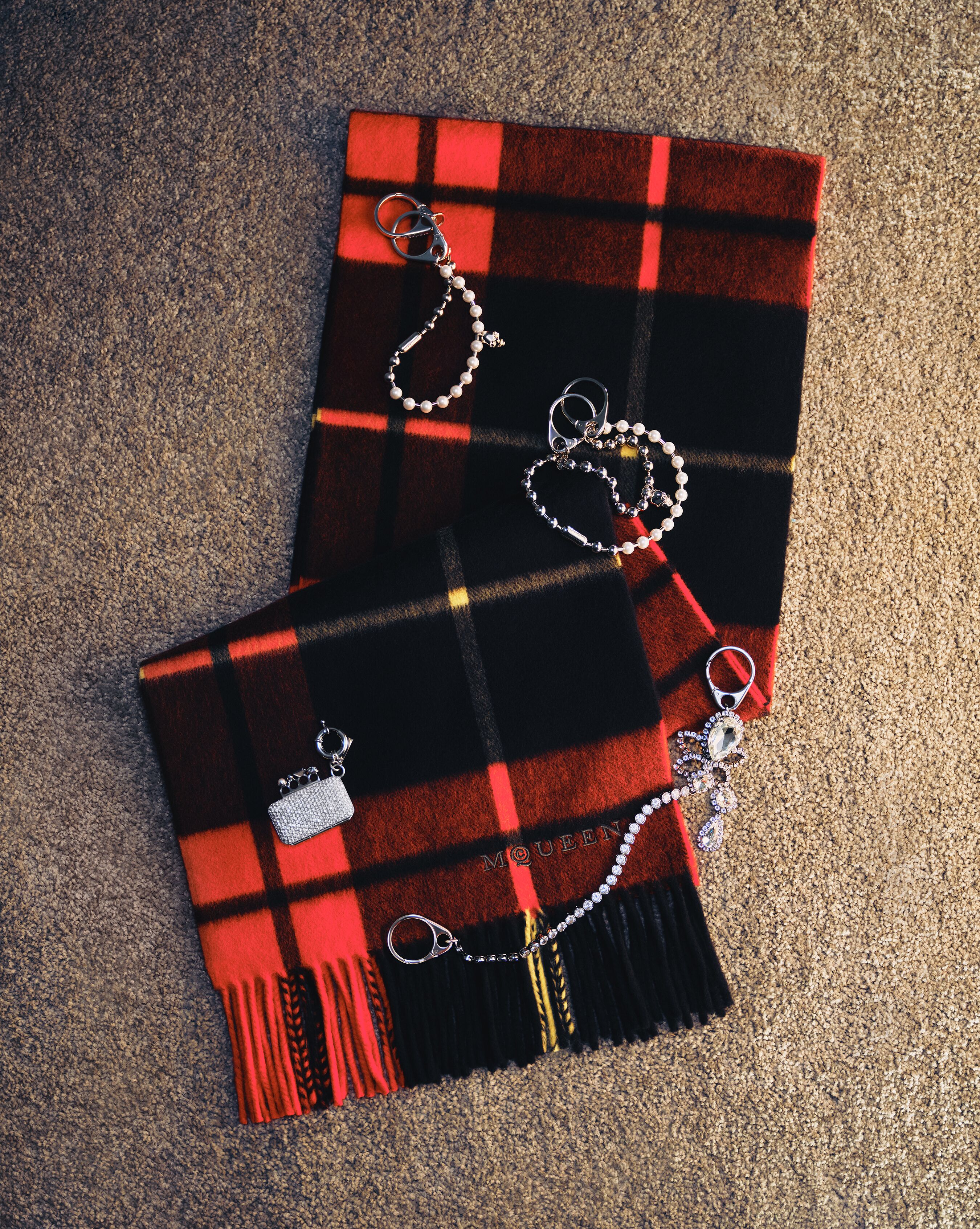 McQueen Tartan Sacrf and bag charms