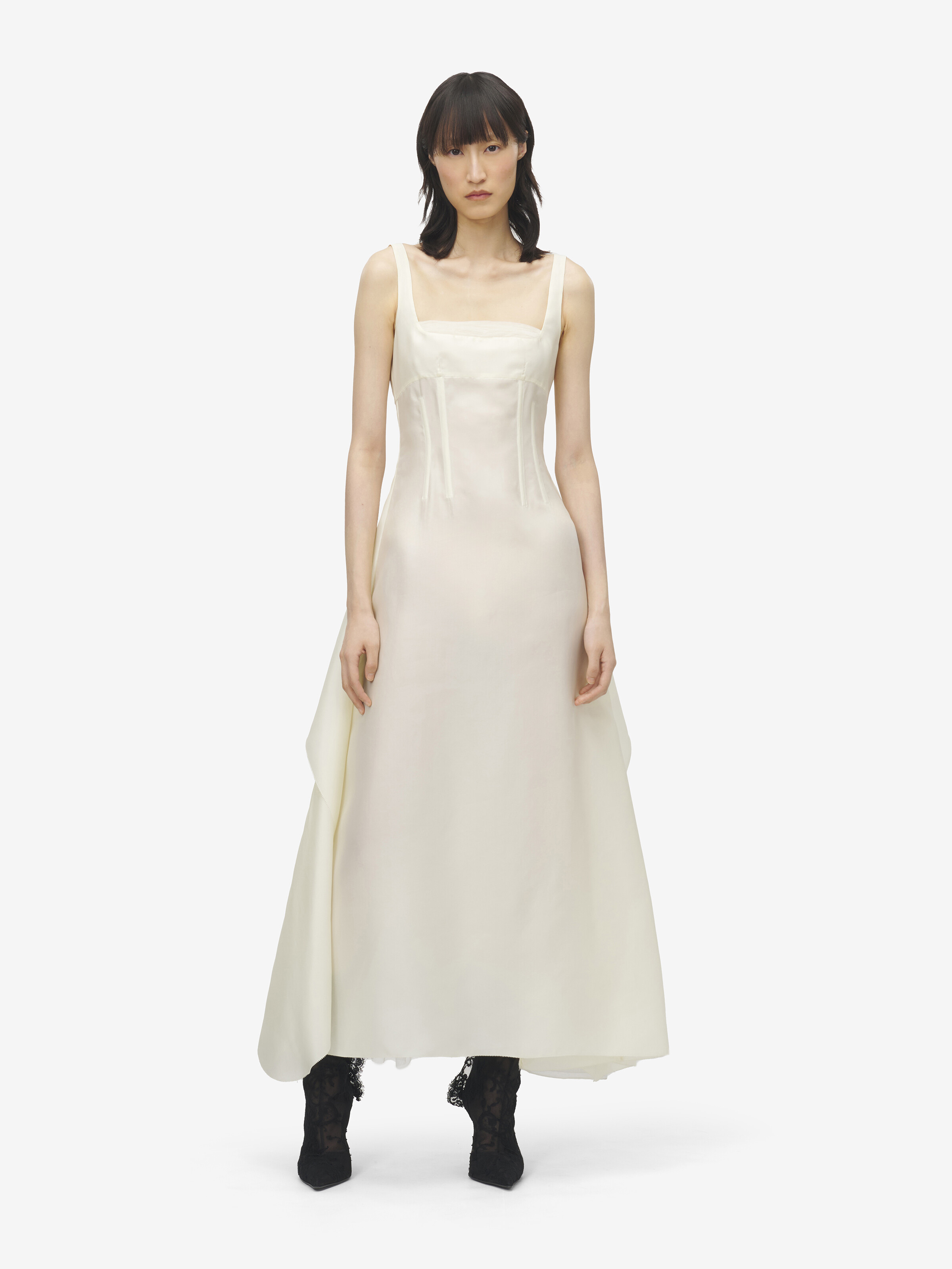 Robe de soirée à corset pour Femme en Craie in 100% Soie | Alexander McQueen - image 1