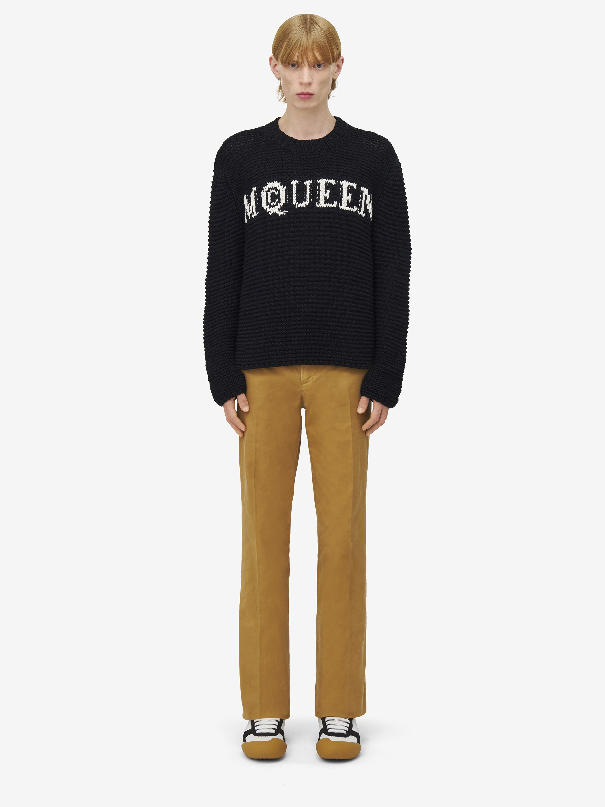 Men's McQueen Logo Textured Jumper in Black in 100% Cotton | Alexander McQueen - image 2