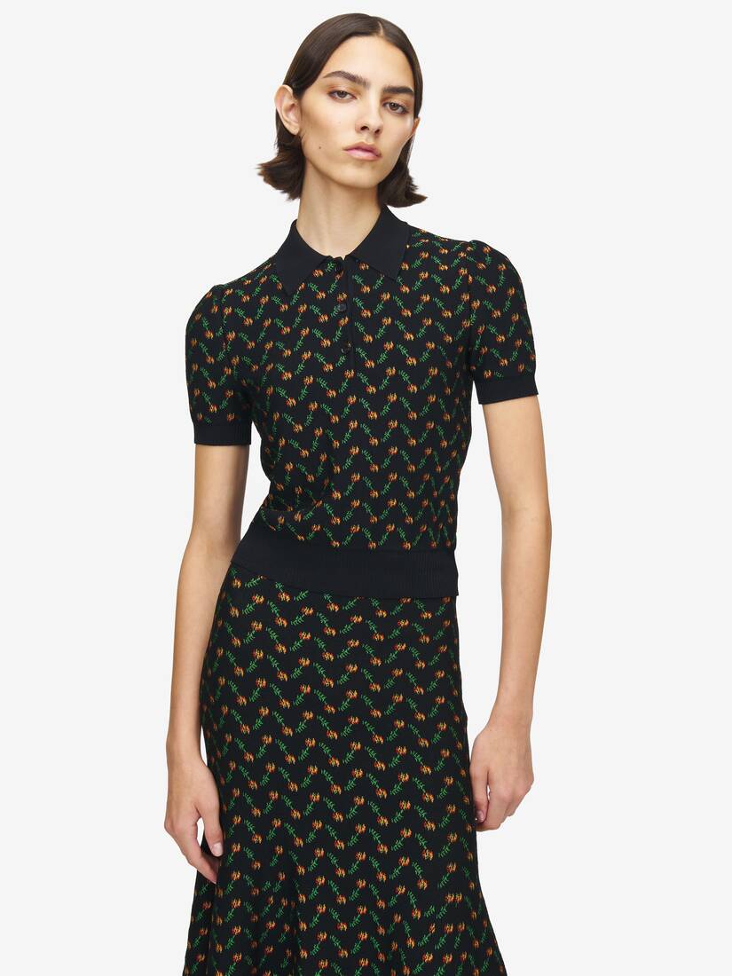 Flower Jacquard Polo Shirt | Alexander McQueen - image 6
