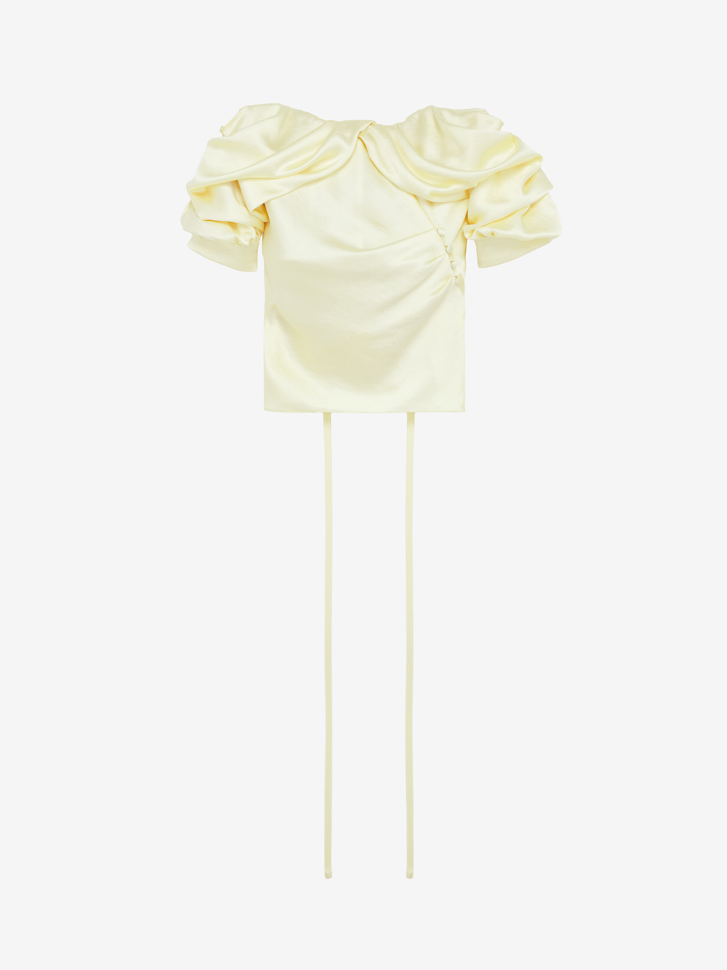 Women's Off-the-shoulder Draped Top in Cream in 100% Polyester | Alexander McQueen - image 1