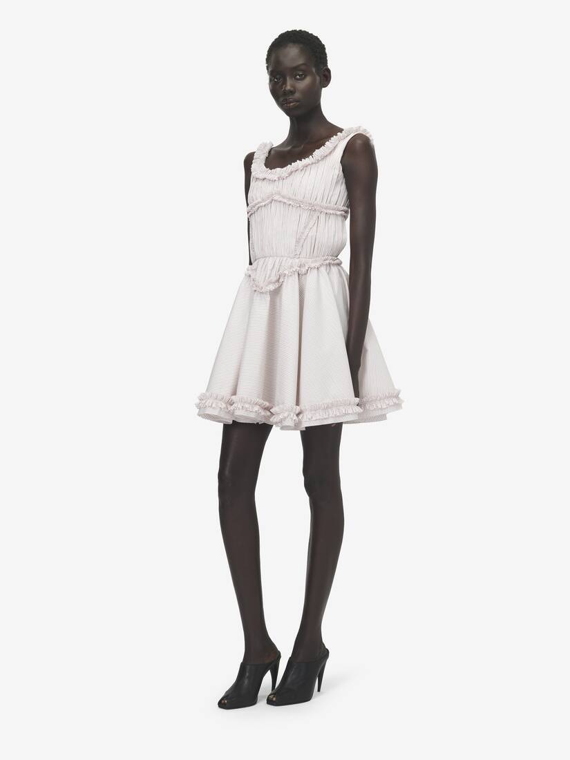 Nadelstreifen-Minikleid mit Plissee-Rüschen | Alexander McQueen - image 3