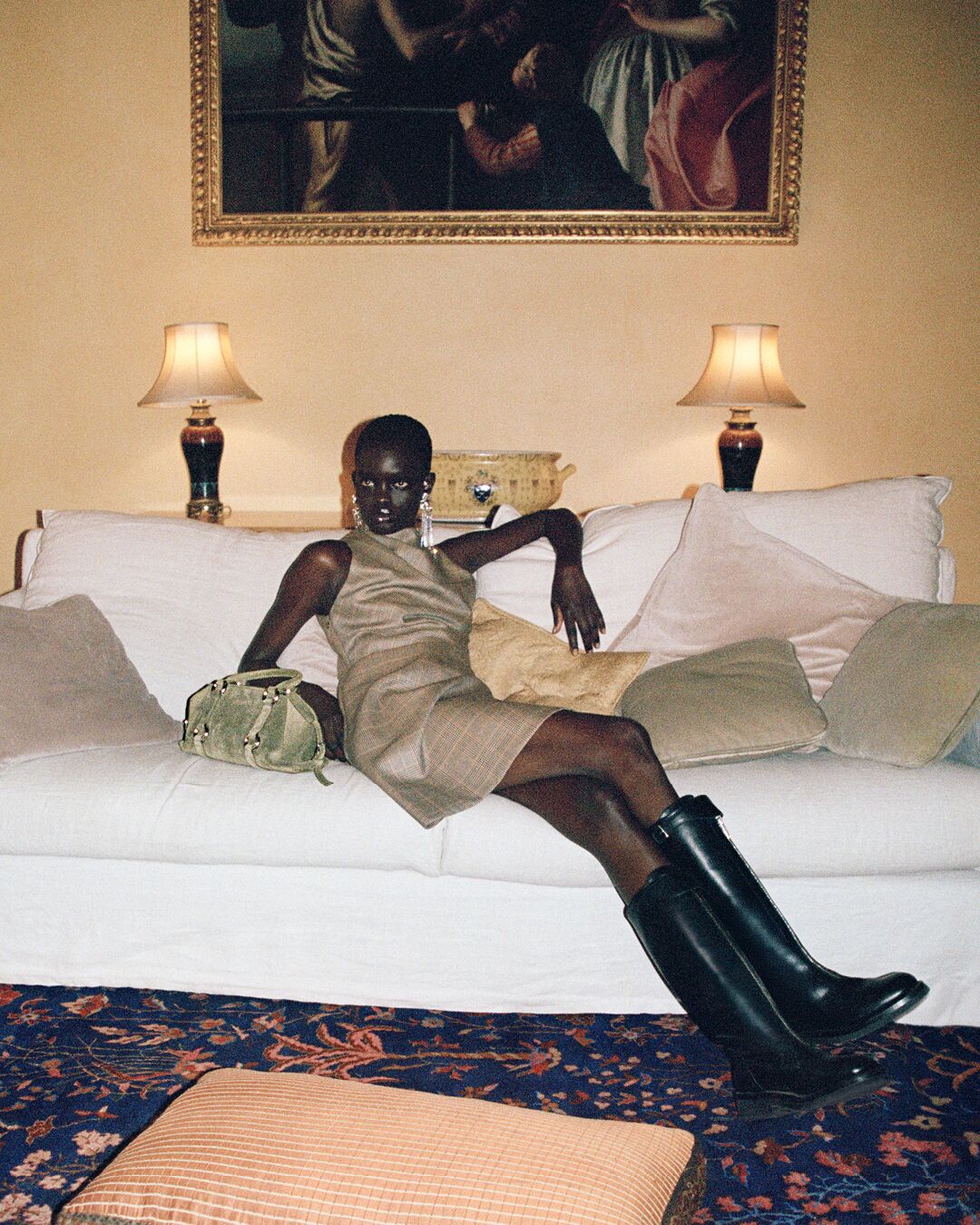 Model on set for McQueen Pre SS26 Campaign