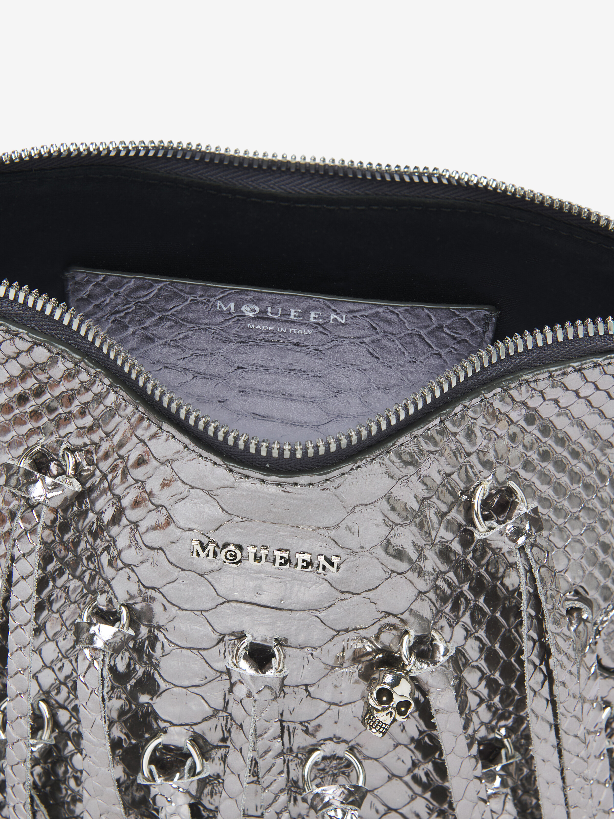 Women's Manta Clutch in Silver in Calf Leather | Alexander McQueen - image 5