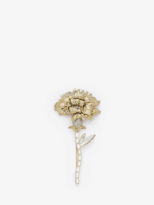 Women's Carnation Pin Brooch in Pale Gold | Alexander McQueen {5}