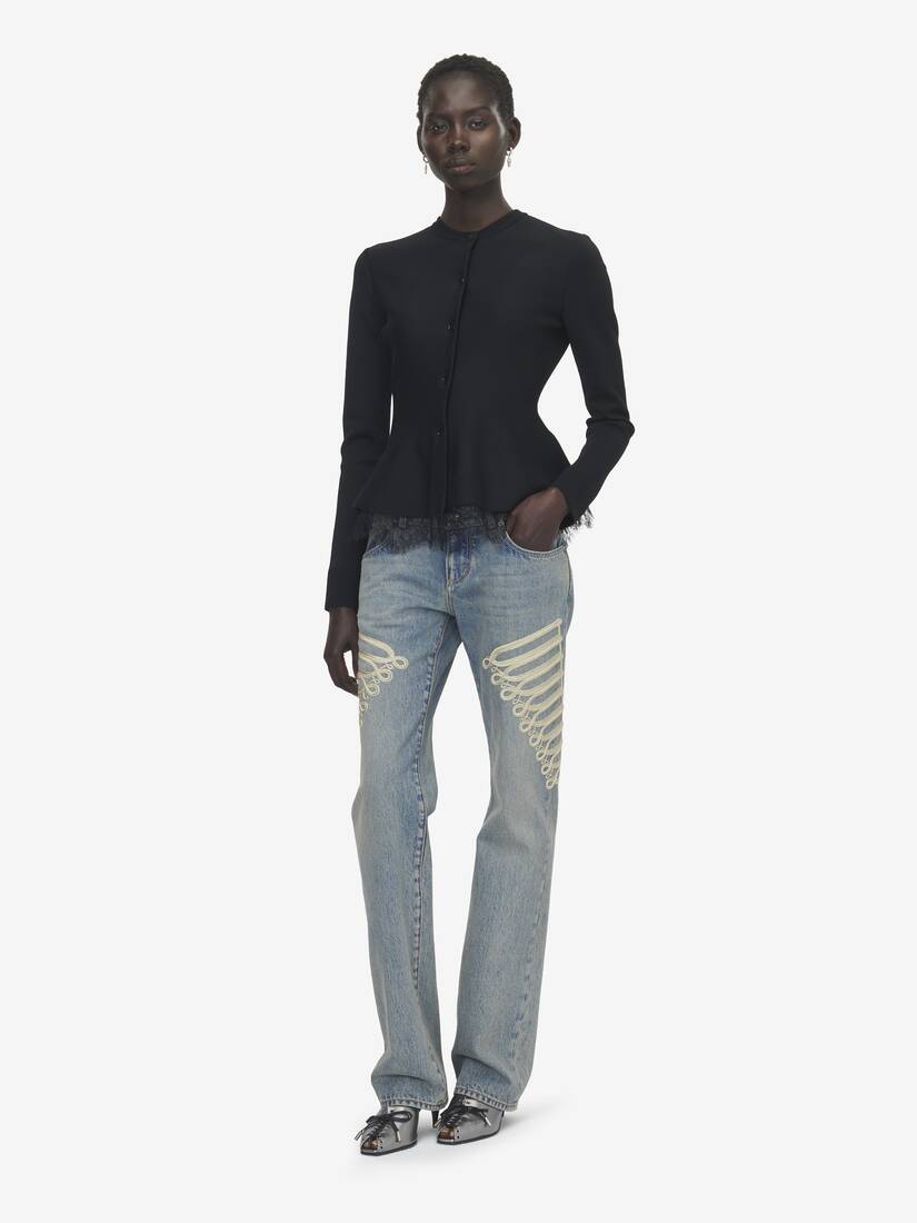 Lace Trim Peplum Cardigan | Alexander McQueen - image 2