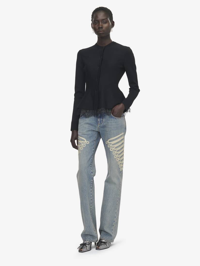 Lace Trim Peplum Cardigan | Alexander McQueen - image 2