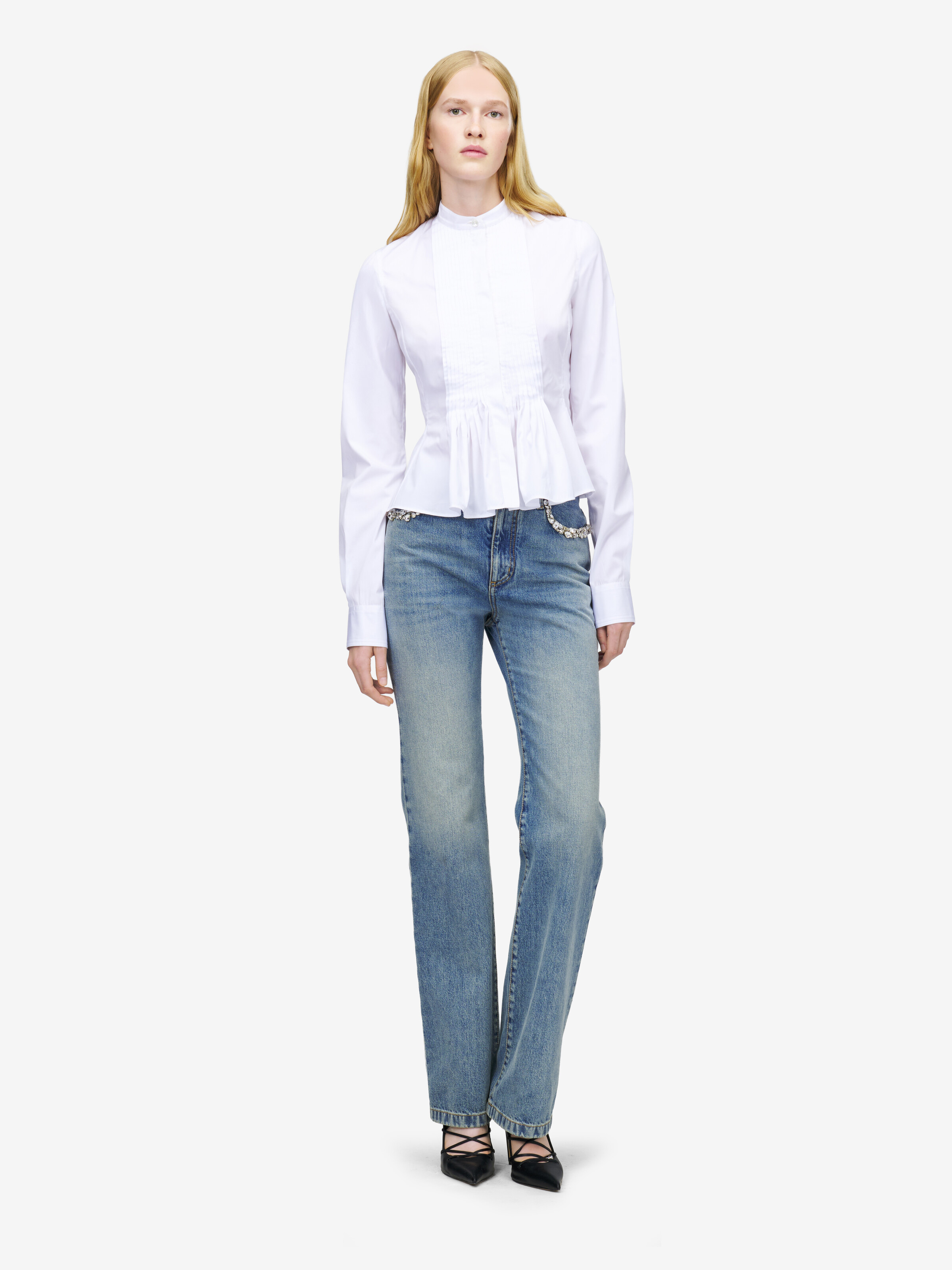 Women's Peplum Shirt in Optical White in 100% Cotton | Alexander McQueen - image 3