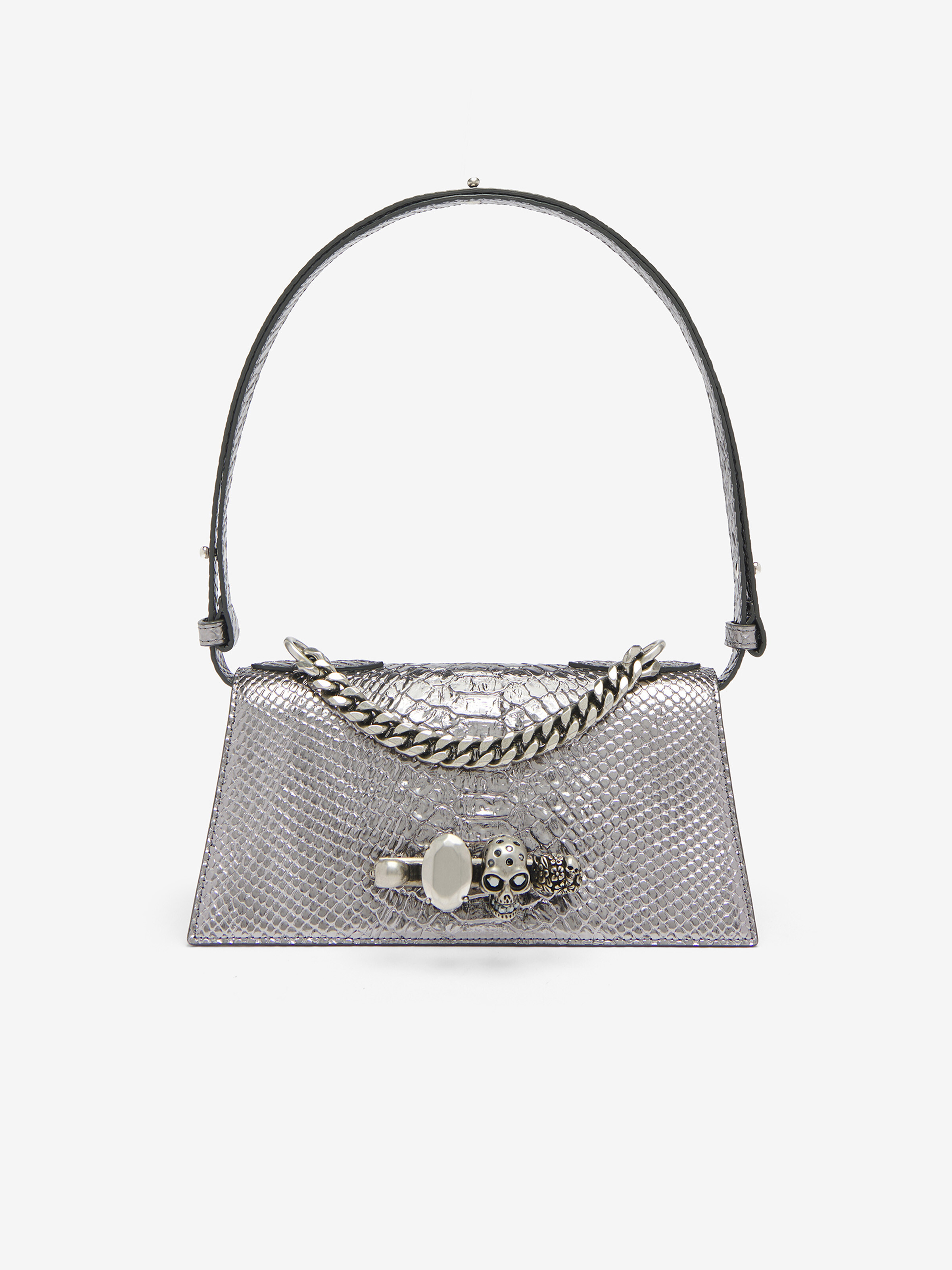 Mini Sac Jewelled pour Femme en Argenté in Cuir de veau | Alexander McQueen - image 1