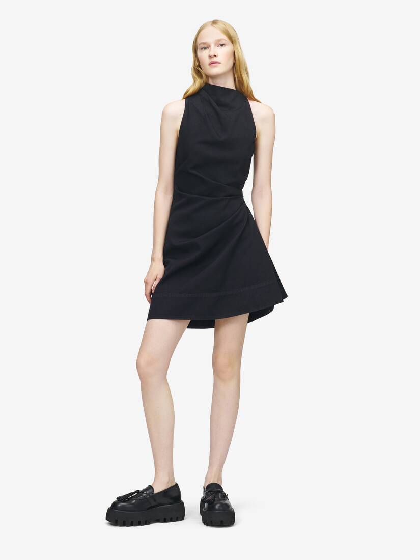 Denim Asymmetric Mini Dress | Alexander McQueen - image 1