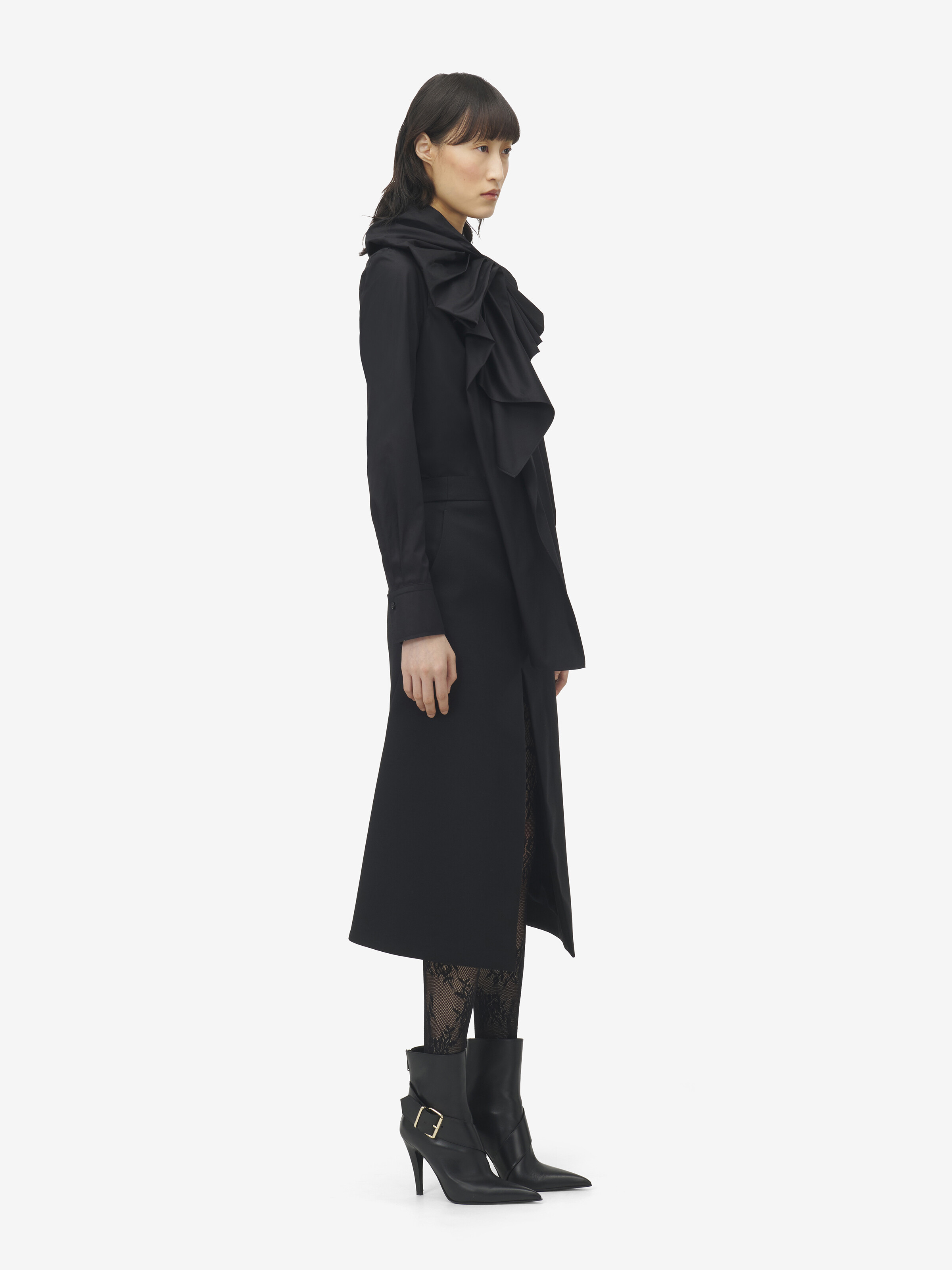 Chemise en coton à volants pour Femme en Noir in 100% Coton | Alexander McQueen - image 4