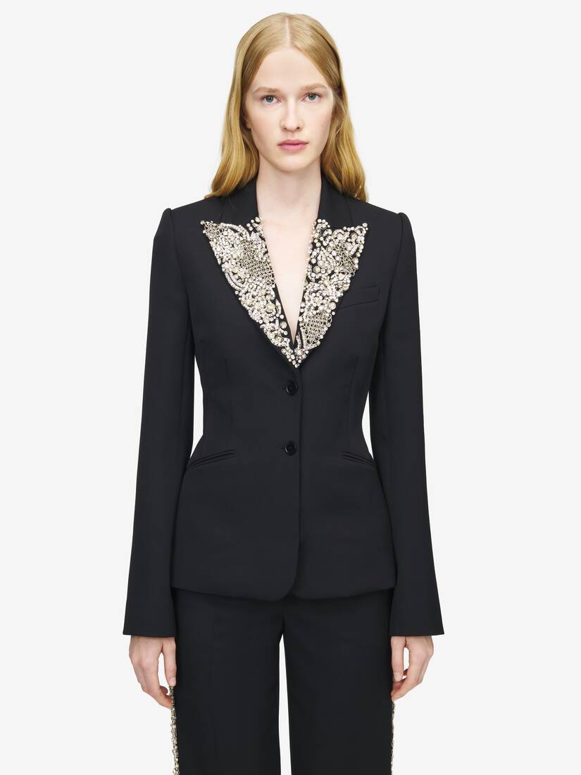 Chain Mail Embroidery Single-breasted Jacket