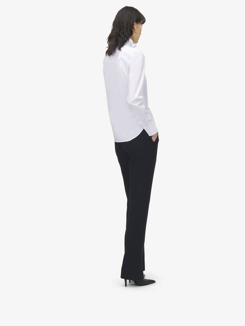 Ruffle Neck Poplin Shirt
