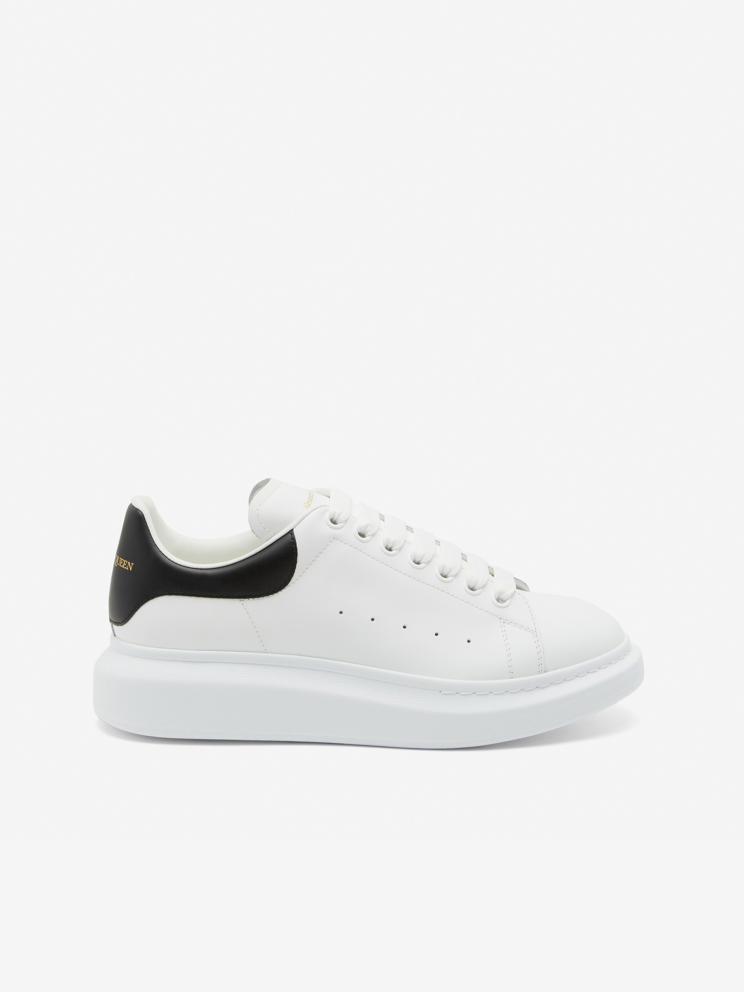 Men's Oversized Sneaker in White/Black in Calf Leather | Alexander McQueen - image 1