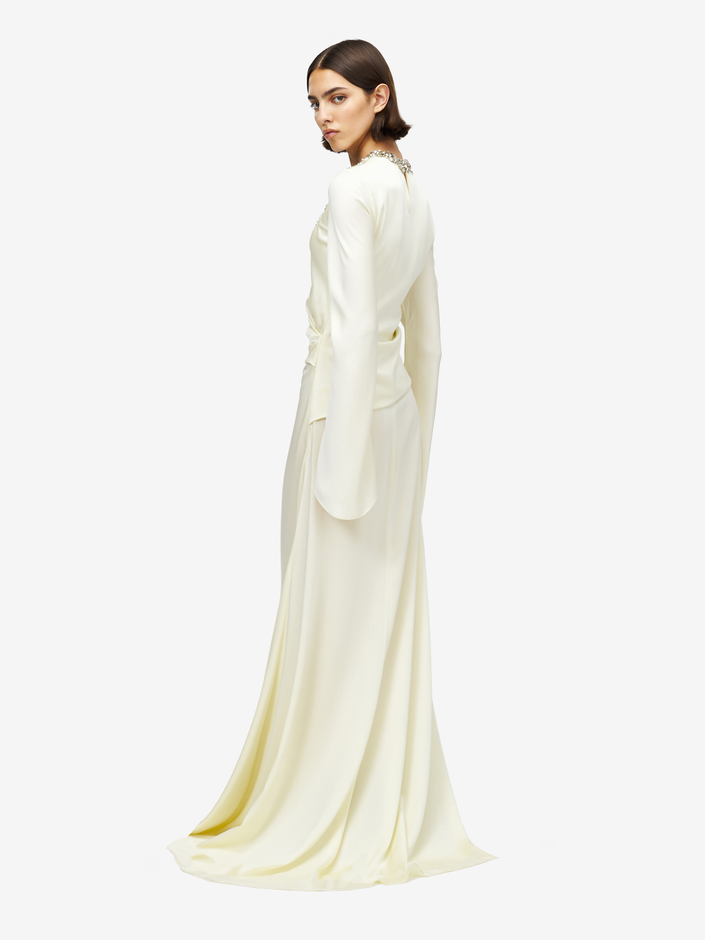 Robe de soirée à broderie bijou pour Femme en Crème in 61% Viscose, 39% Acétate | Alexander McQueen - image 5
