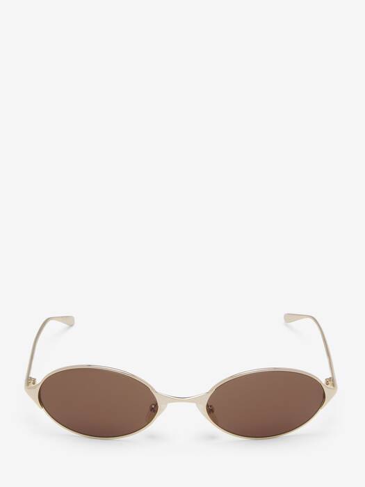 Neo Oval Sunglasses in Brown | McQueen US