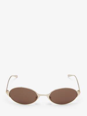 Neo Oval Sunglasses in Brown | McQueen US