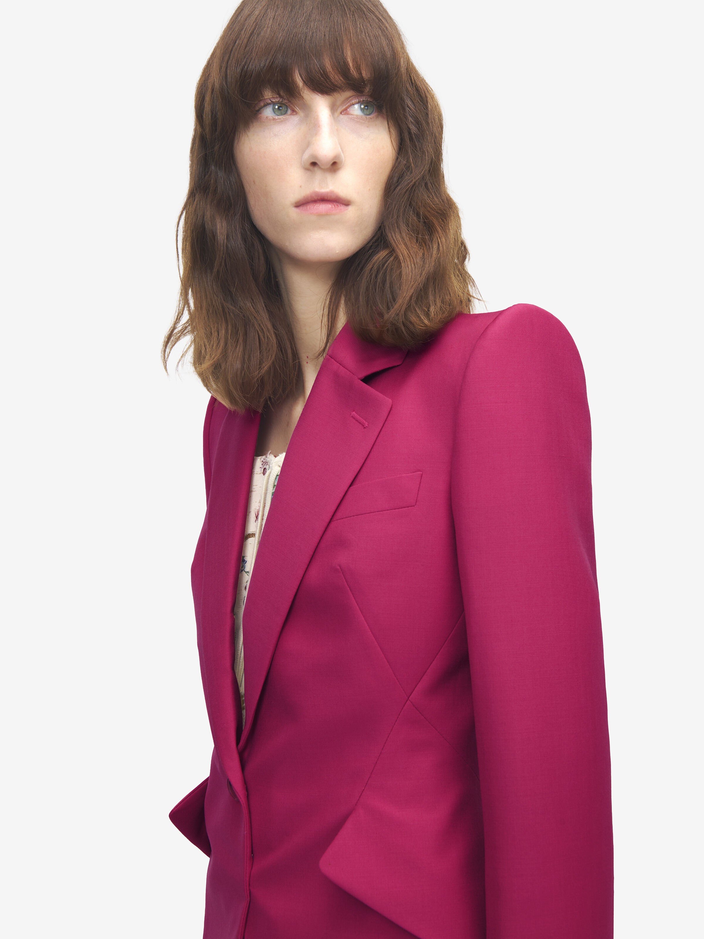 Women's Single-Breasted Jacket in Pink in 75% Wool, 25% Mohair | Alexander McQueen - image 5
