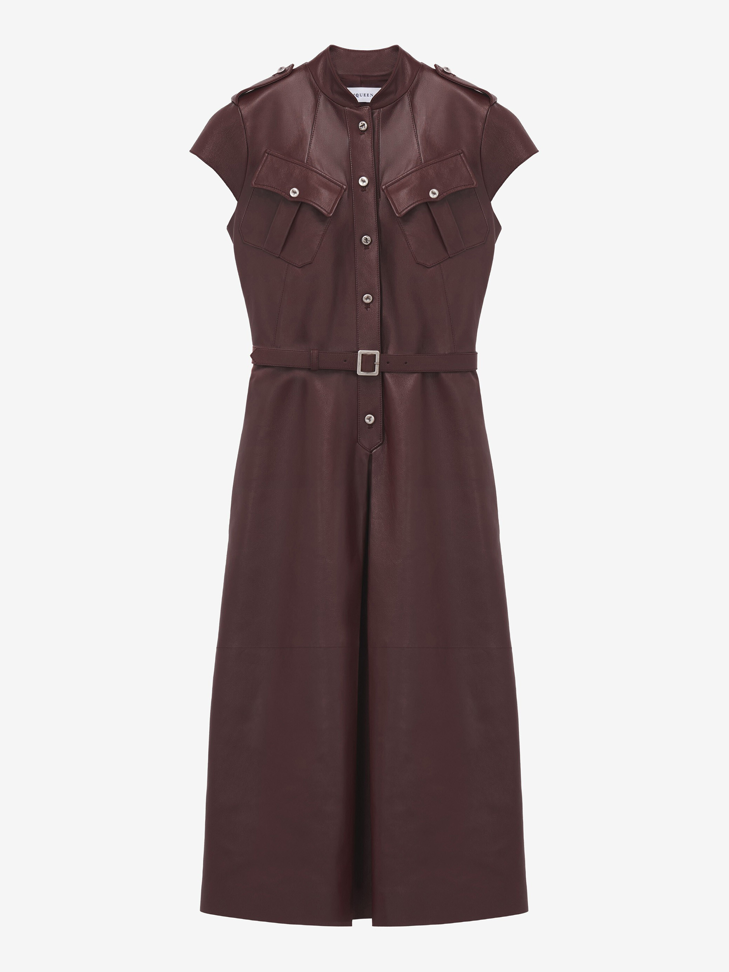 Leather Uniform Midi Dress