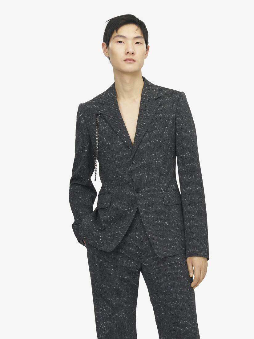 Veste à boutonnage simple et fines rayures mouchetées | Alexander McQueen - image 6