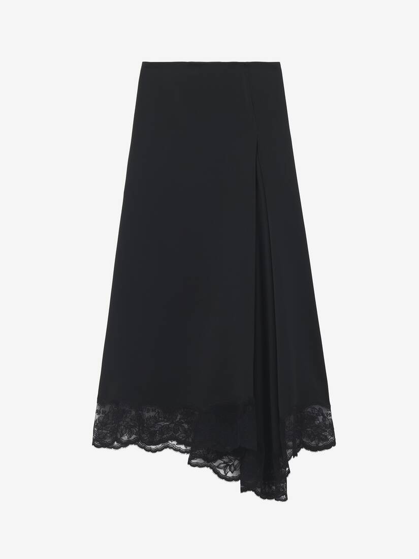 Lace Hem Asymmetric Midi Skirt | Alexander McQueen - image 1