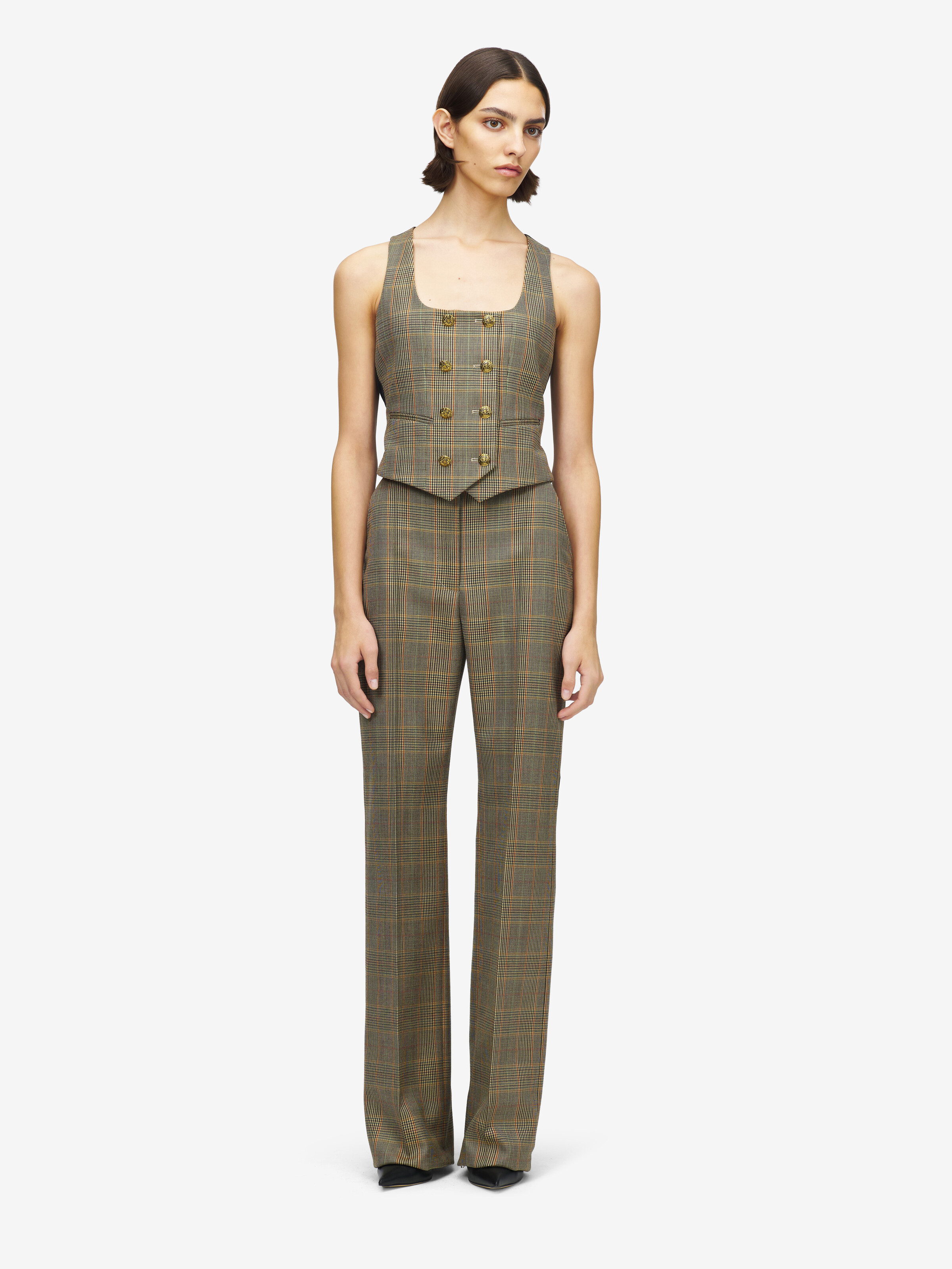 Hochtaillierte Country Check Couture-Hose