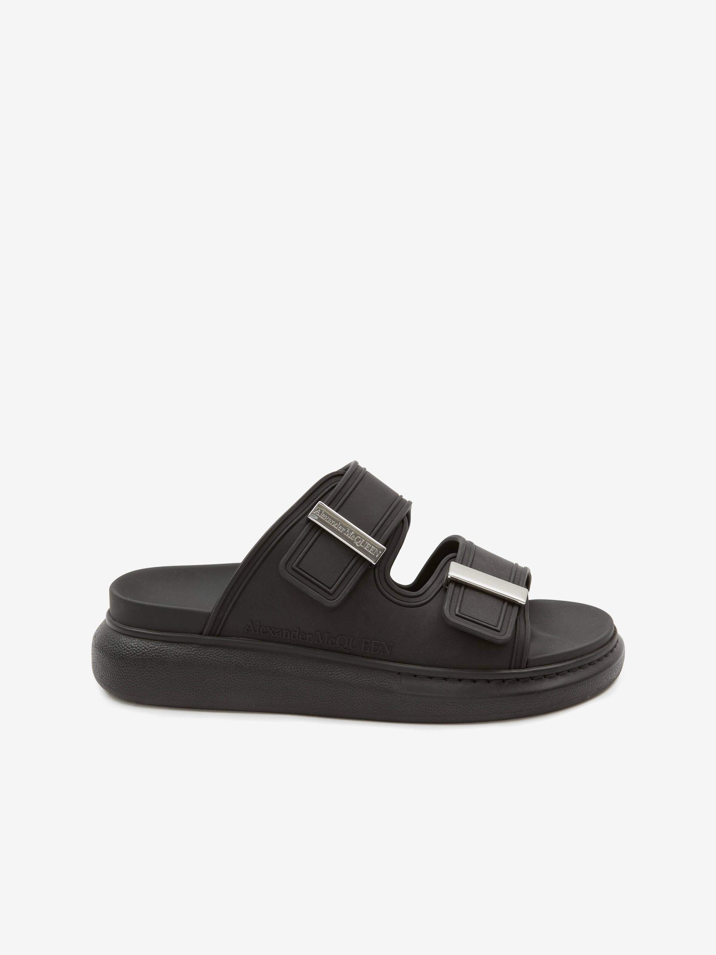 Women's Hybrid Slide in Black/Silver in Rubber | Alexander McQueen - image 1