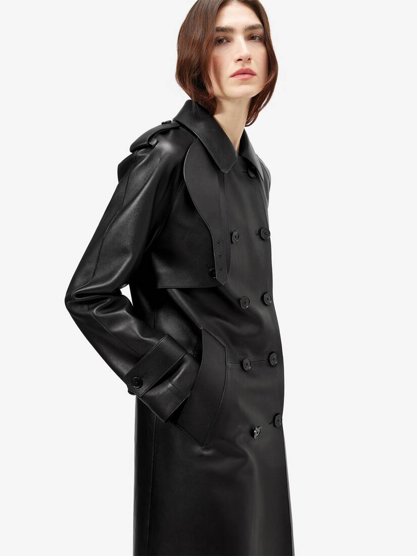 Leather Hooded Trench Coat | Alexander McQueen - image 6
