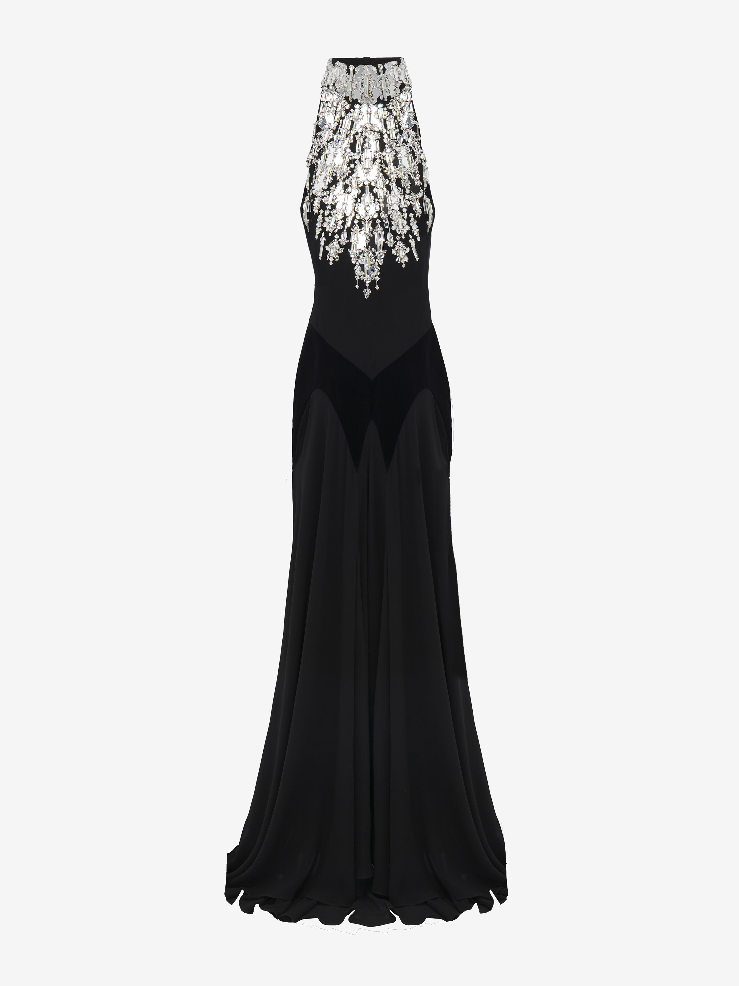 Women's Crystal Mirror Embroidery Evening Dress in Black in 100% Silk | Alexander McQueen - image 1