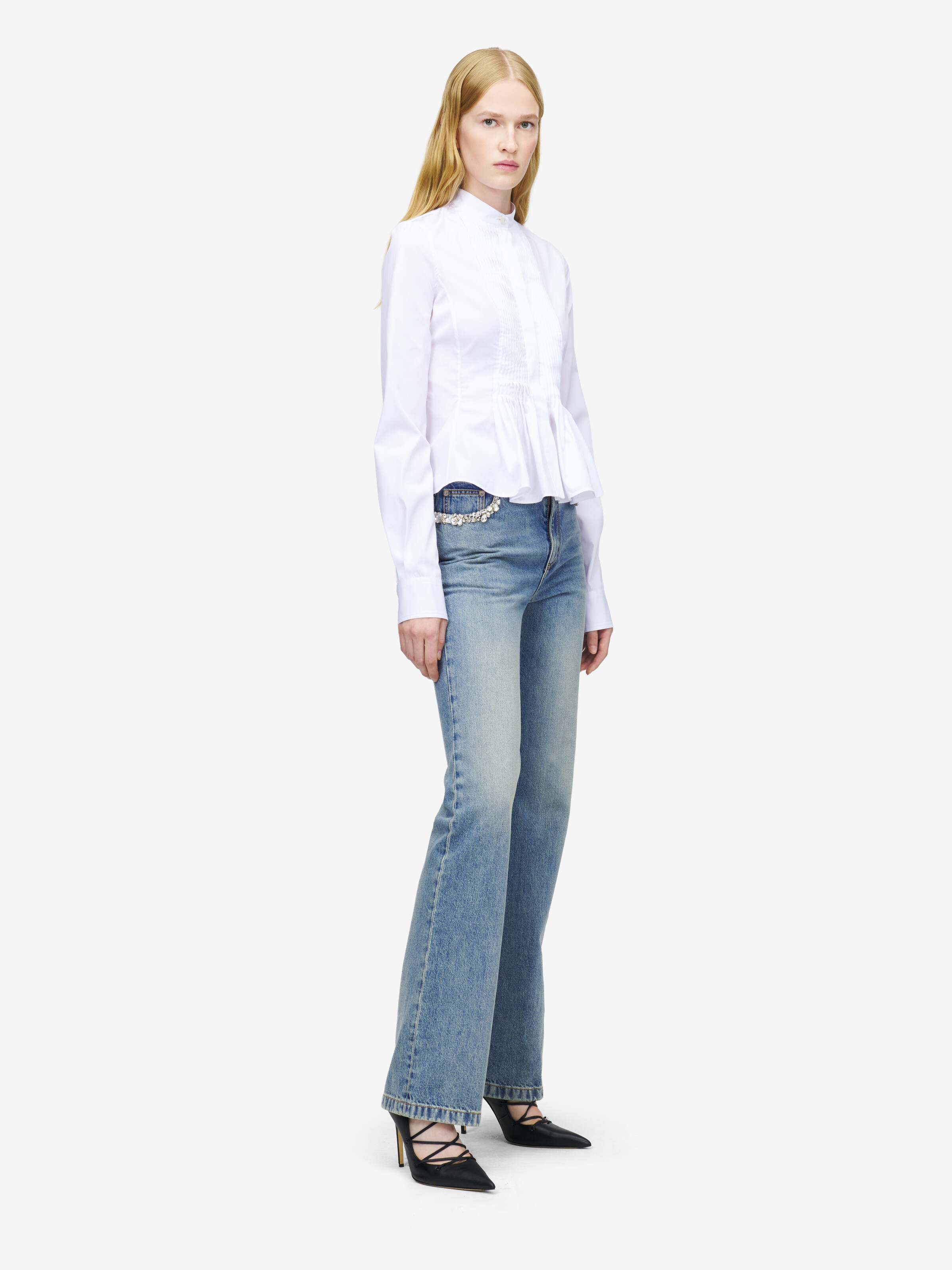 Women's Peplum Shirt in Optical White in 100% Cotton | Alexander McQueen - image 4